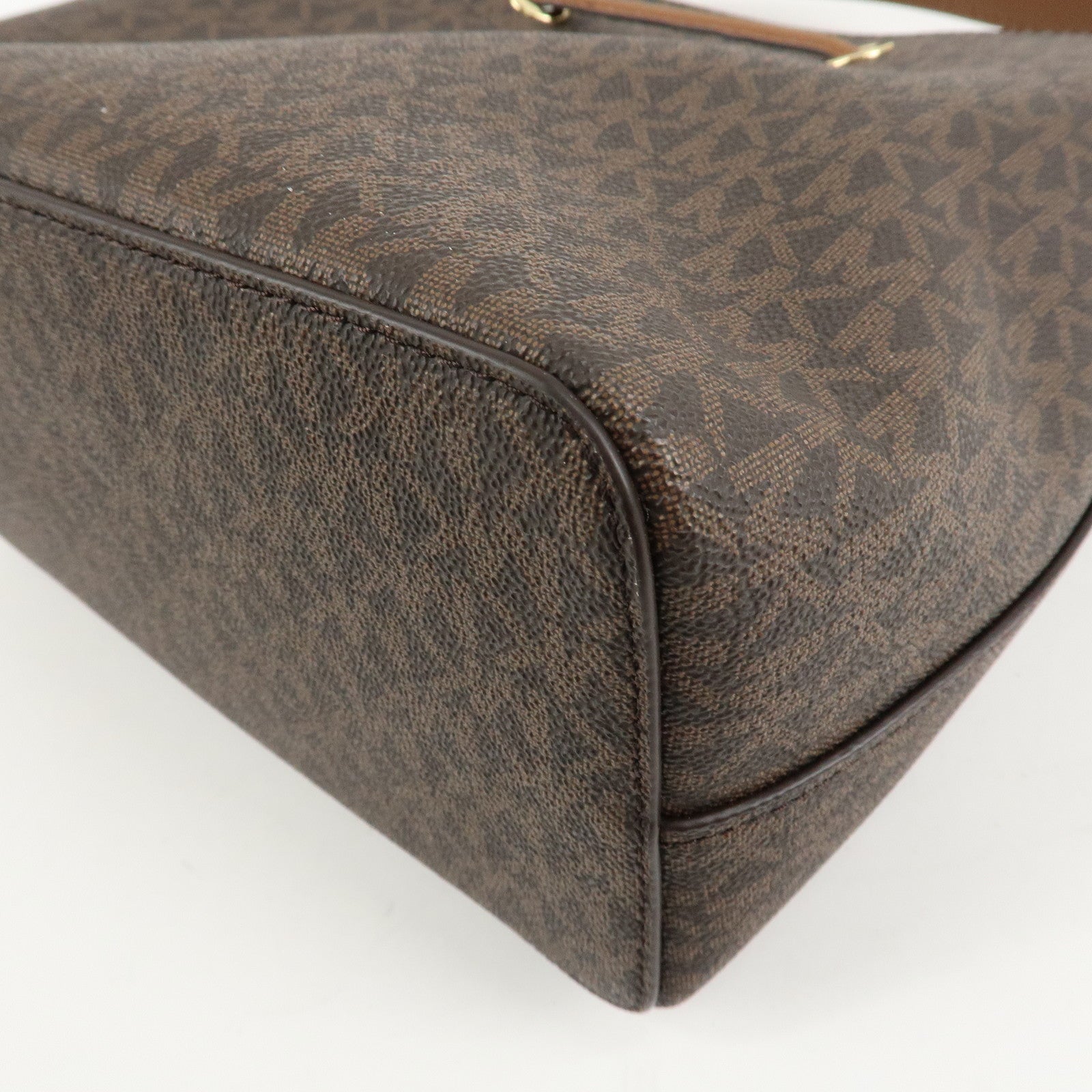 MICHAEL KORS PVC 2Way Leather Hand Bag Shoulder Bag Brown Gold HDW Used