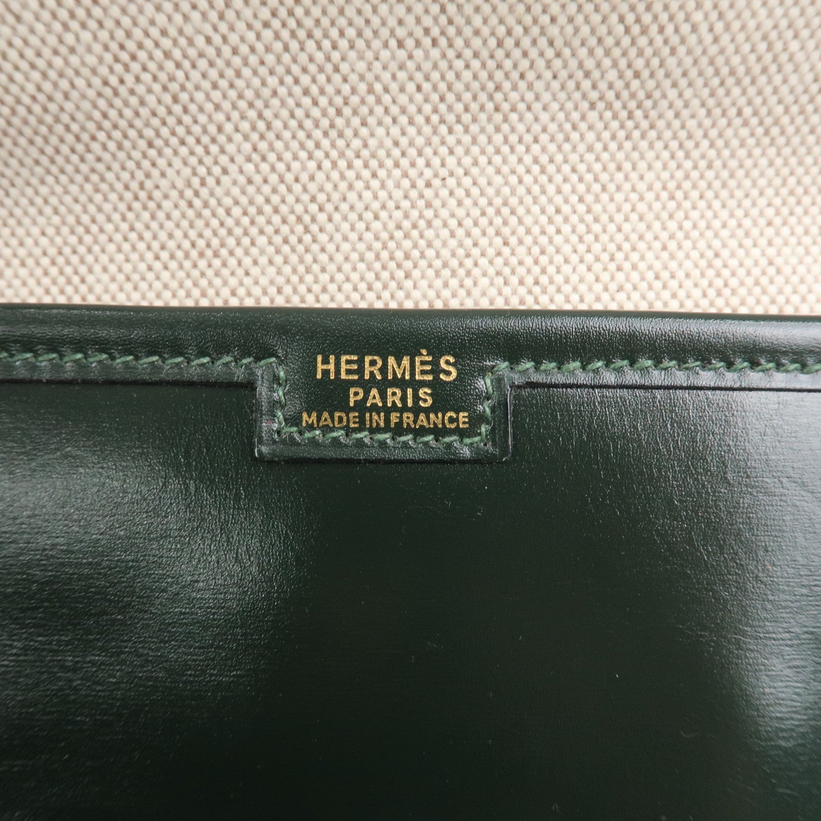 HERMES Box Calf Gige PM Clutch Bag O Stamped Dark Green