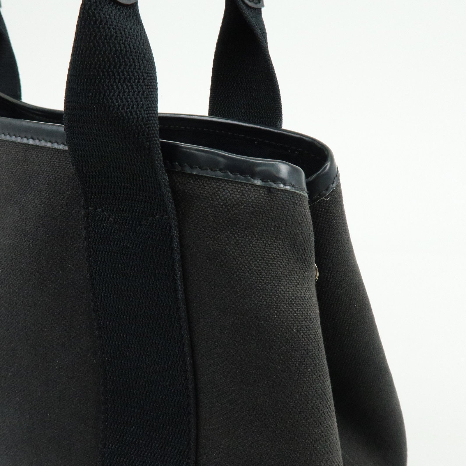 BALENCIAGA Navy Cabas Small Canvas Leather Tote Bag Black 339933