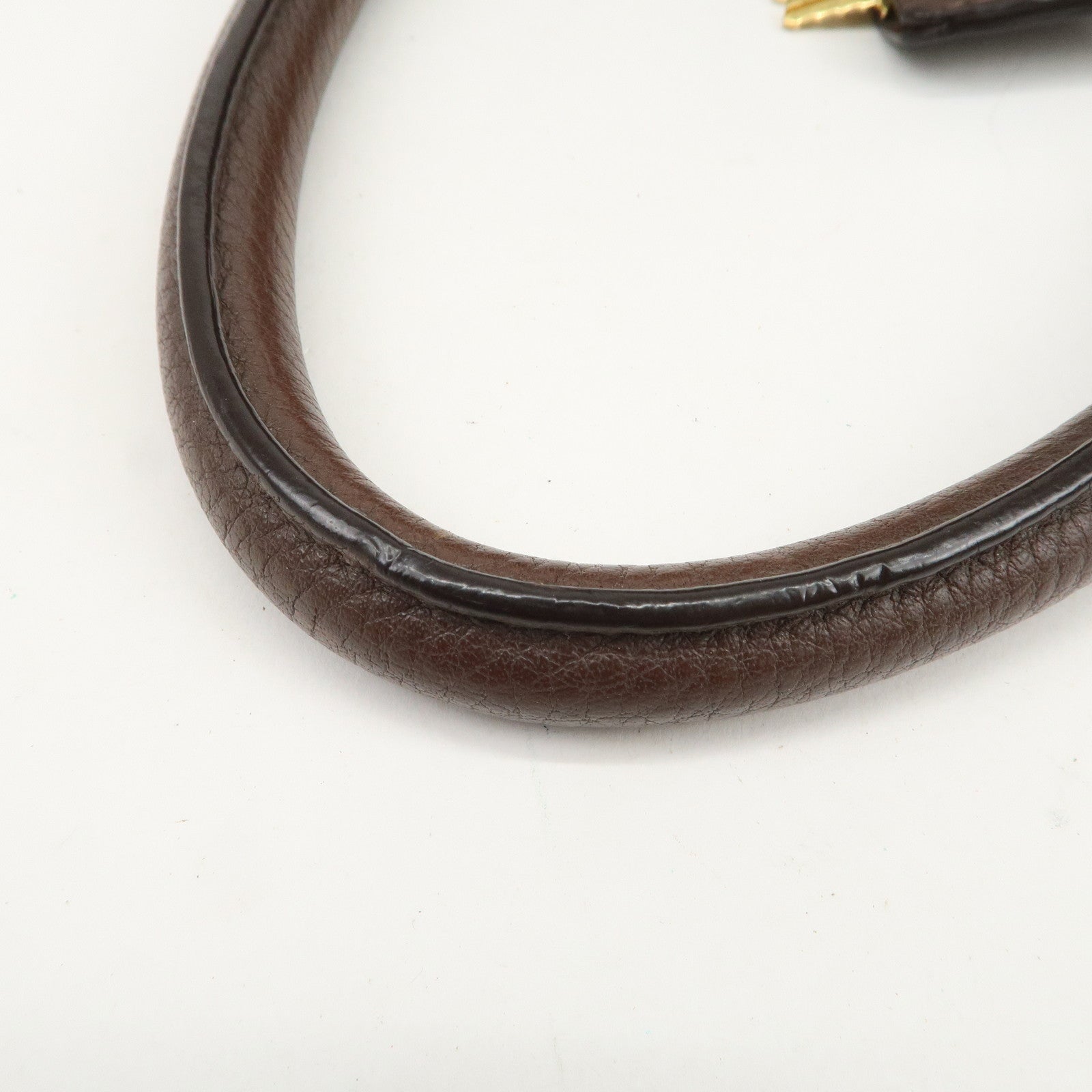 PRADA Logo Leather Shoulder Bag Boston Bag Hand Bag Brown B3091M