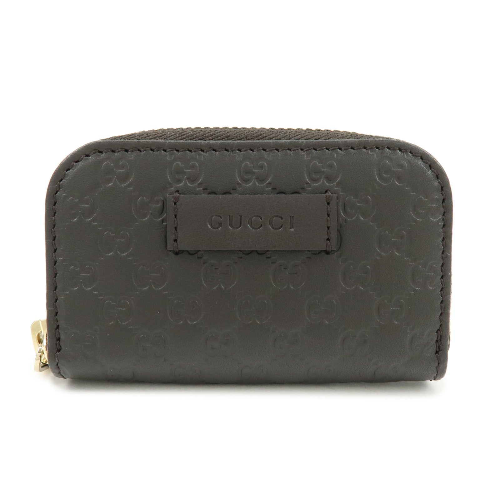 GUCCI Micro Guccissima Leather Coin Case Purse Dark Brown 449896