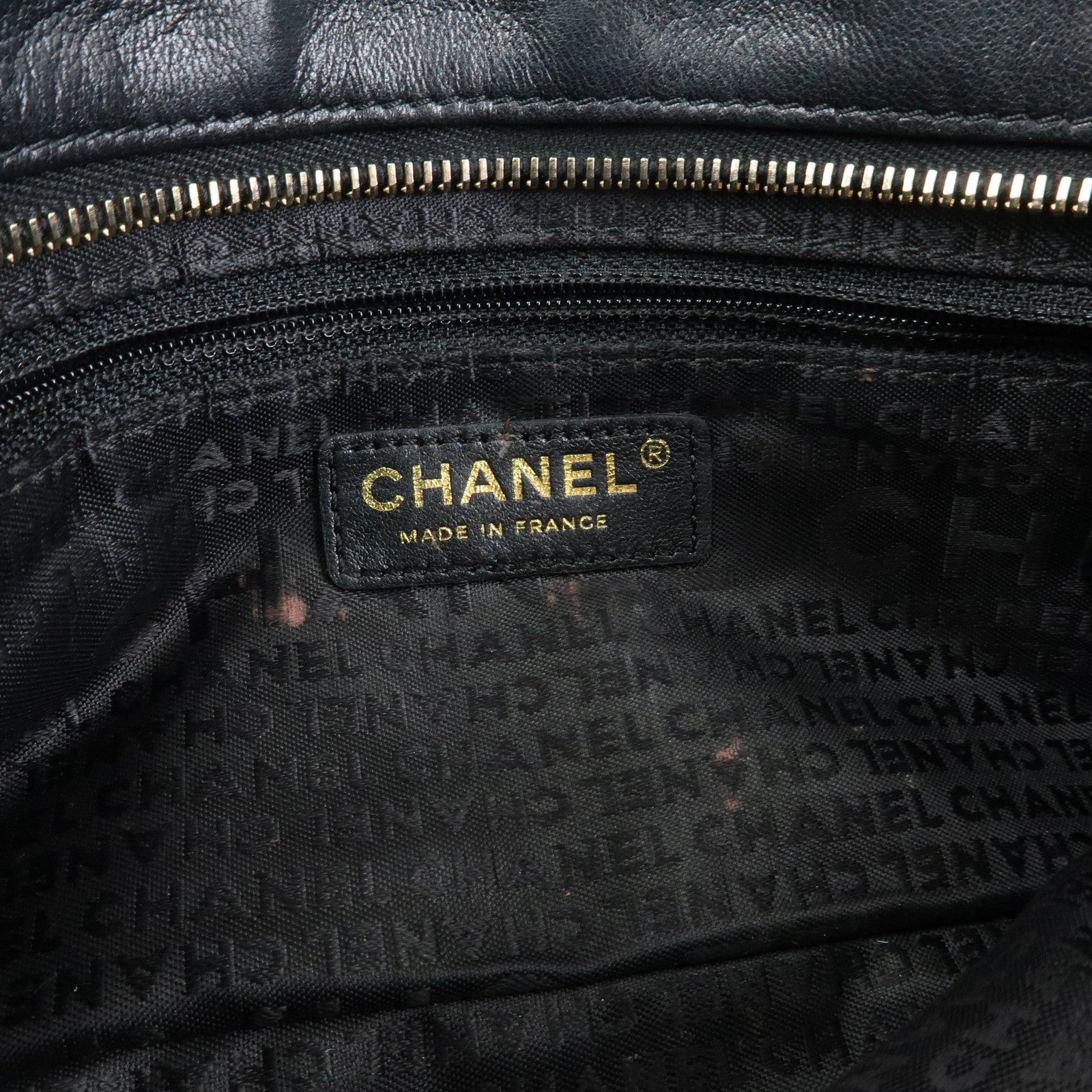 CHANEL Icon Line COCO Mark Lamb Skin Chain Shoulder Bag Black