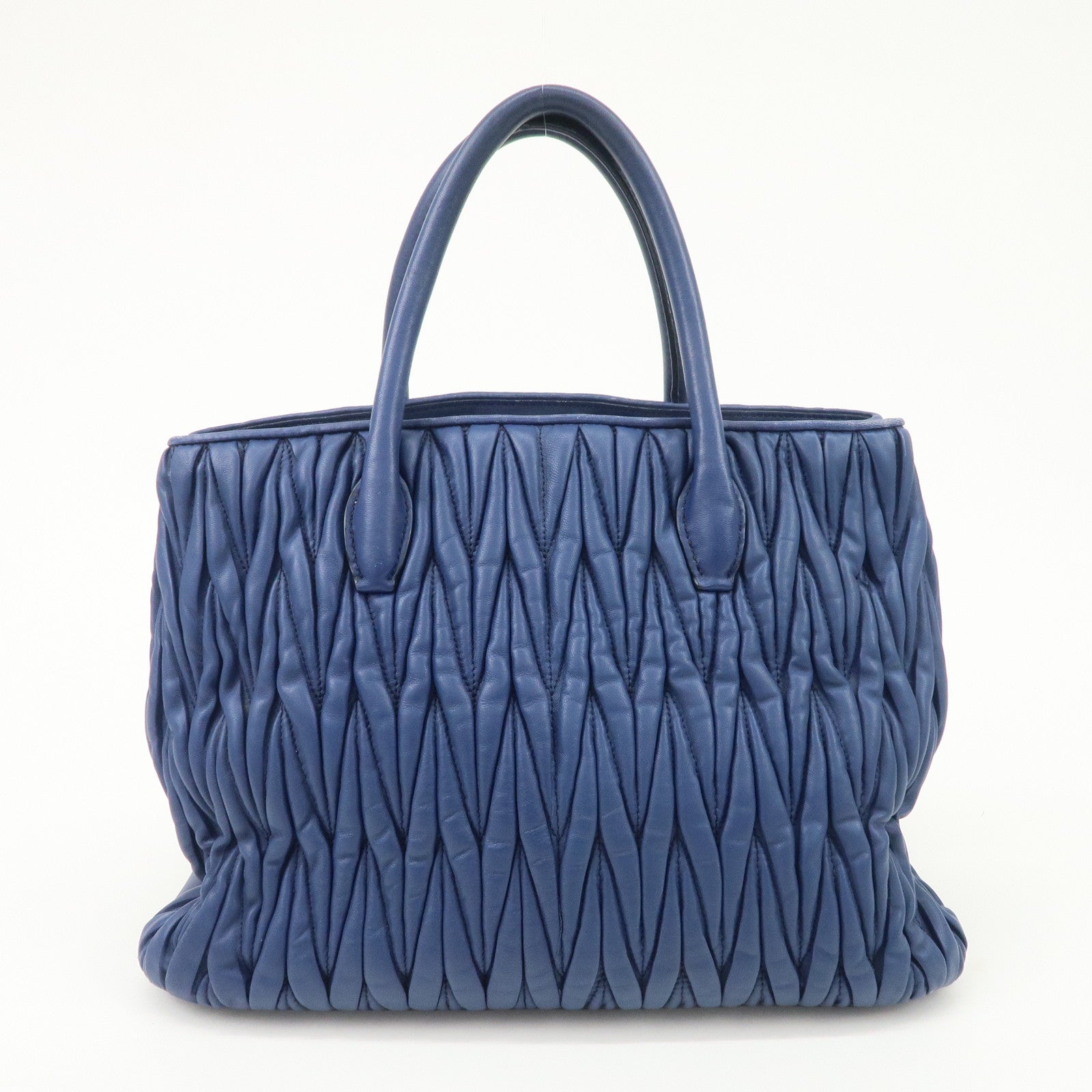 MIU MIU Matelasse Nappa Leather 2Way Bag Hand Bag Blue RN1047