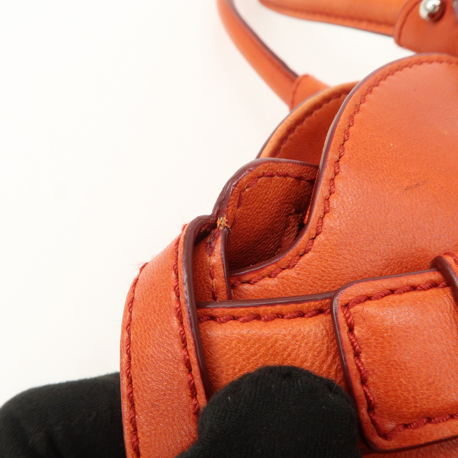 Ferragamo Gancini Gathered Shoulder Bag Hand Bag Orange