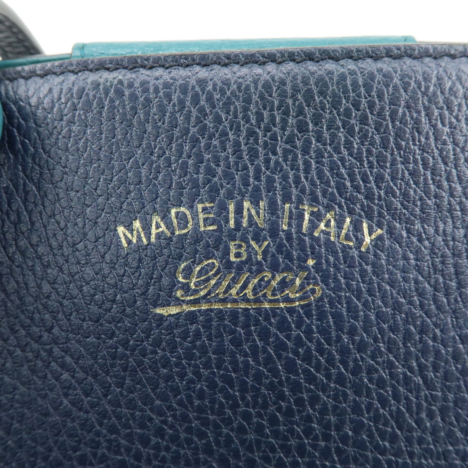 GUCCI Swing Interlocking G Calf Leather Tote Hand Bag Navy 354408