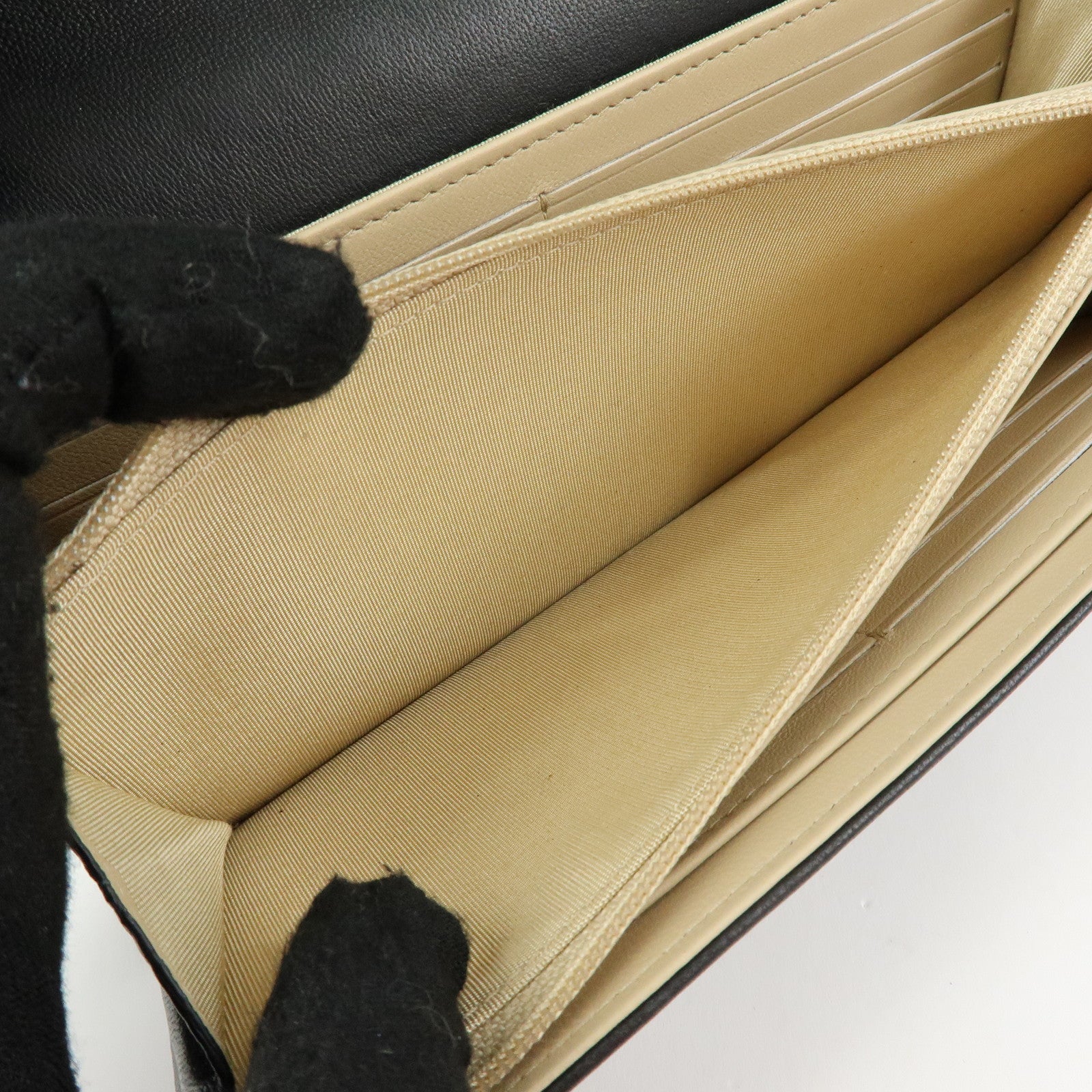 CHANEL Airline COCO Mark Lamb Skin Long Wallet Black A80896