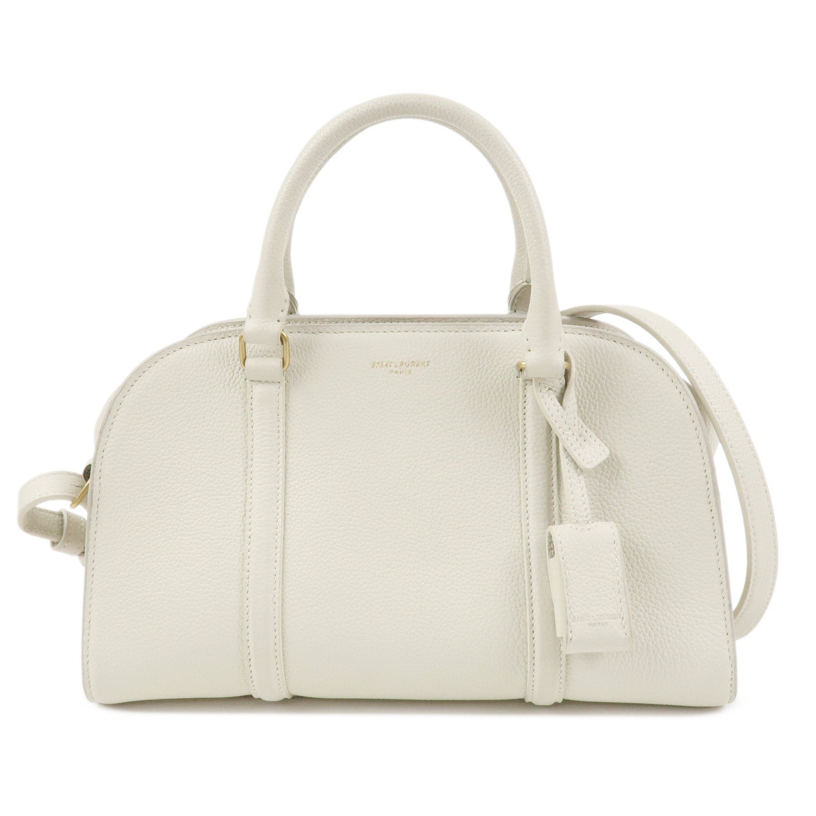 SAINT LAURENT Duffle Lock Leather 2Way Bag Hand Beige