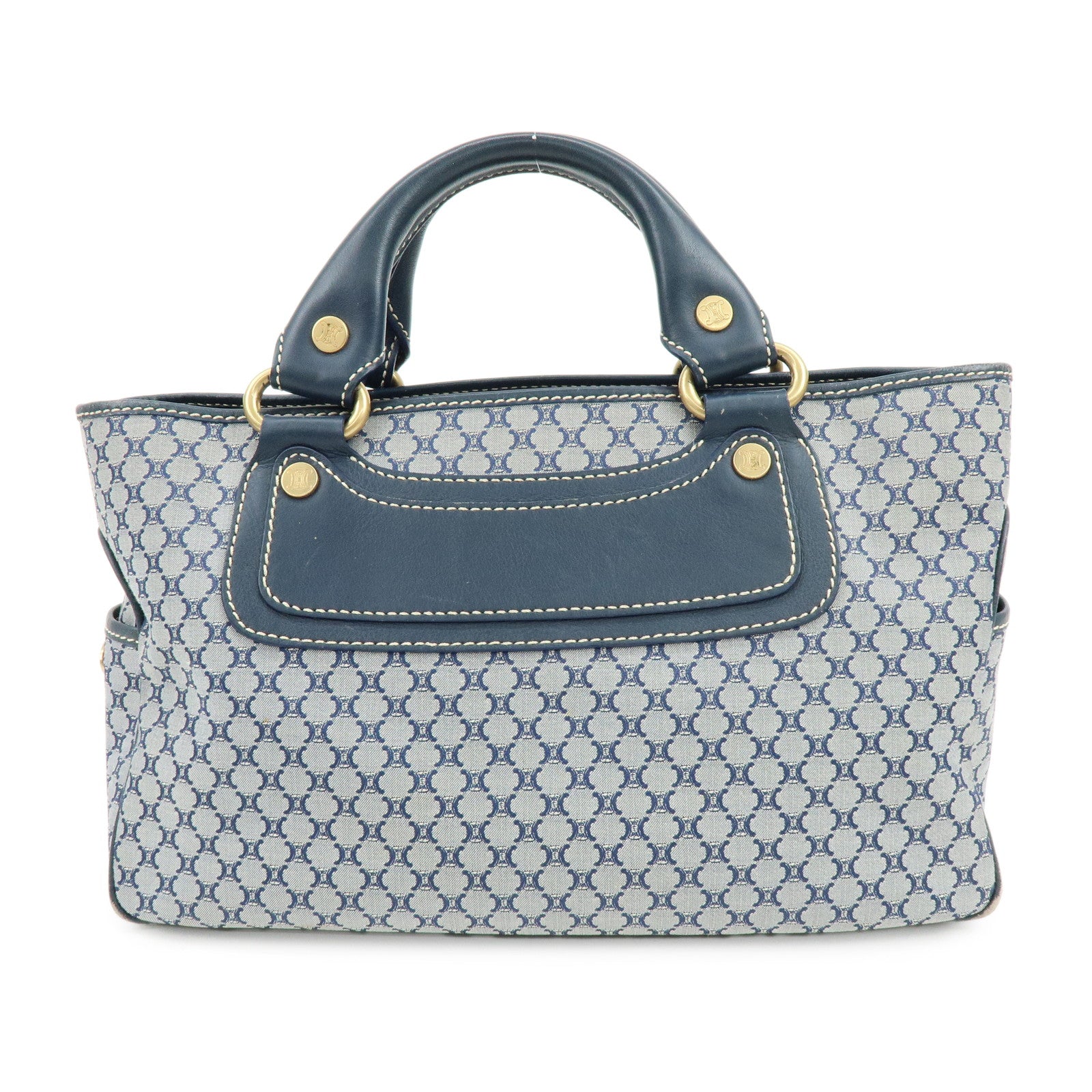 CELINE Macadam Canvas Leather Boogie Bag Hand Bag Navy