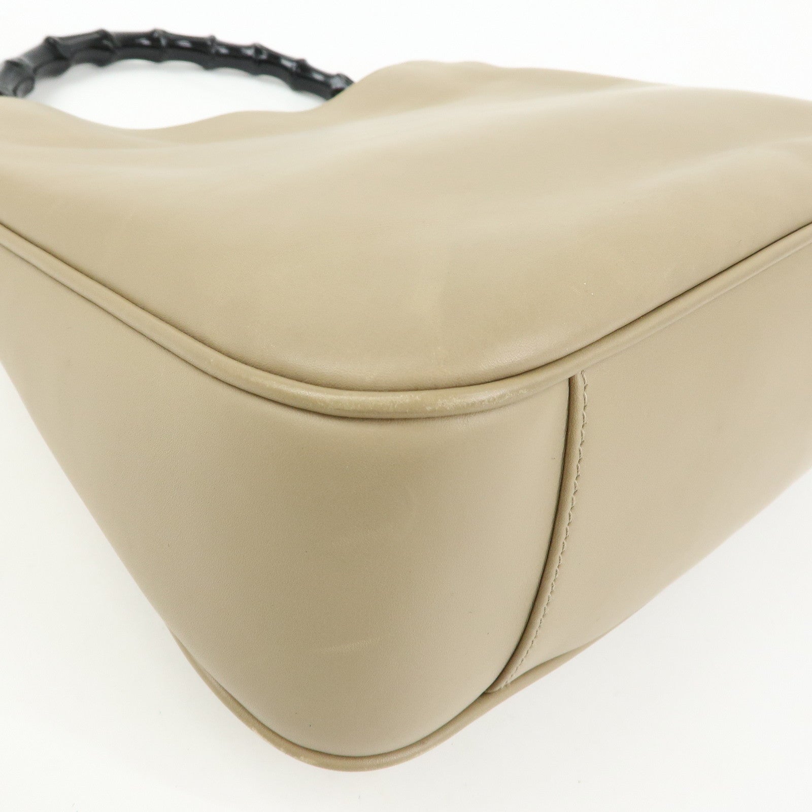 GUCCI Bamboo Leather 2Way Hand Bag Shoulder Bag Beige 001・1638・2684
