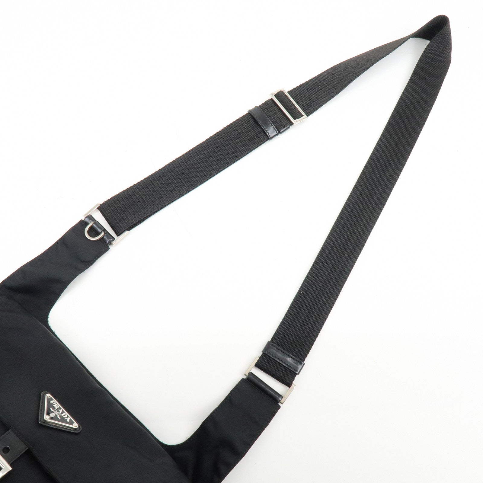 PRADA Triangle Logo Nylon Shoulder Bag Crossbody Bag Black