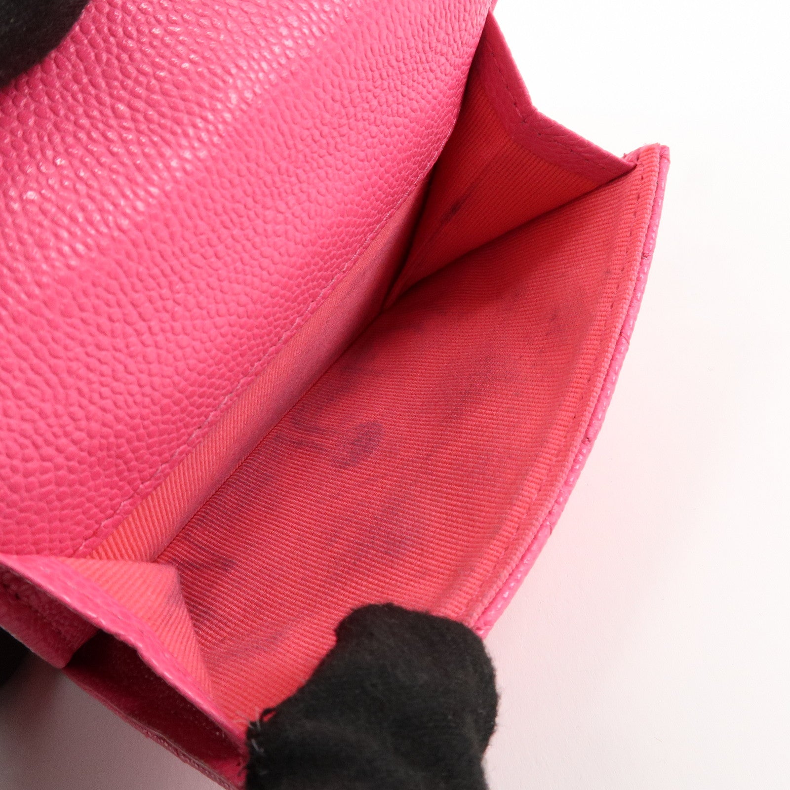 CHANEL Matelasse Caviarskin Classic Small Flap Wallet Pink AP0230 Used