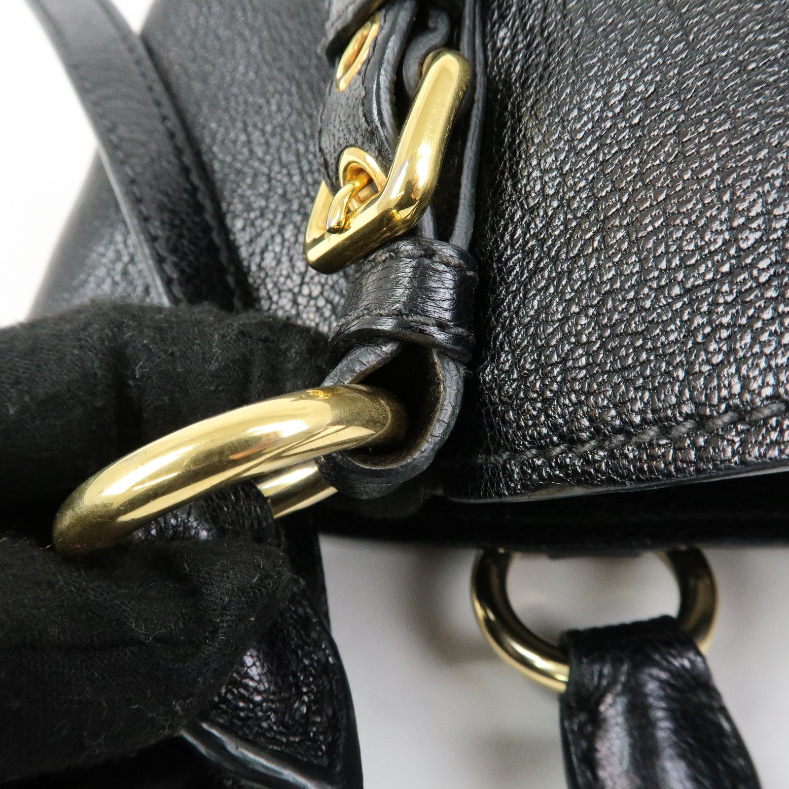 MIU MIU Madras Leather 2Way Bag Hand Bag Shoulder Bag Black
