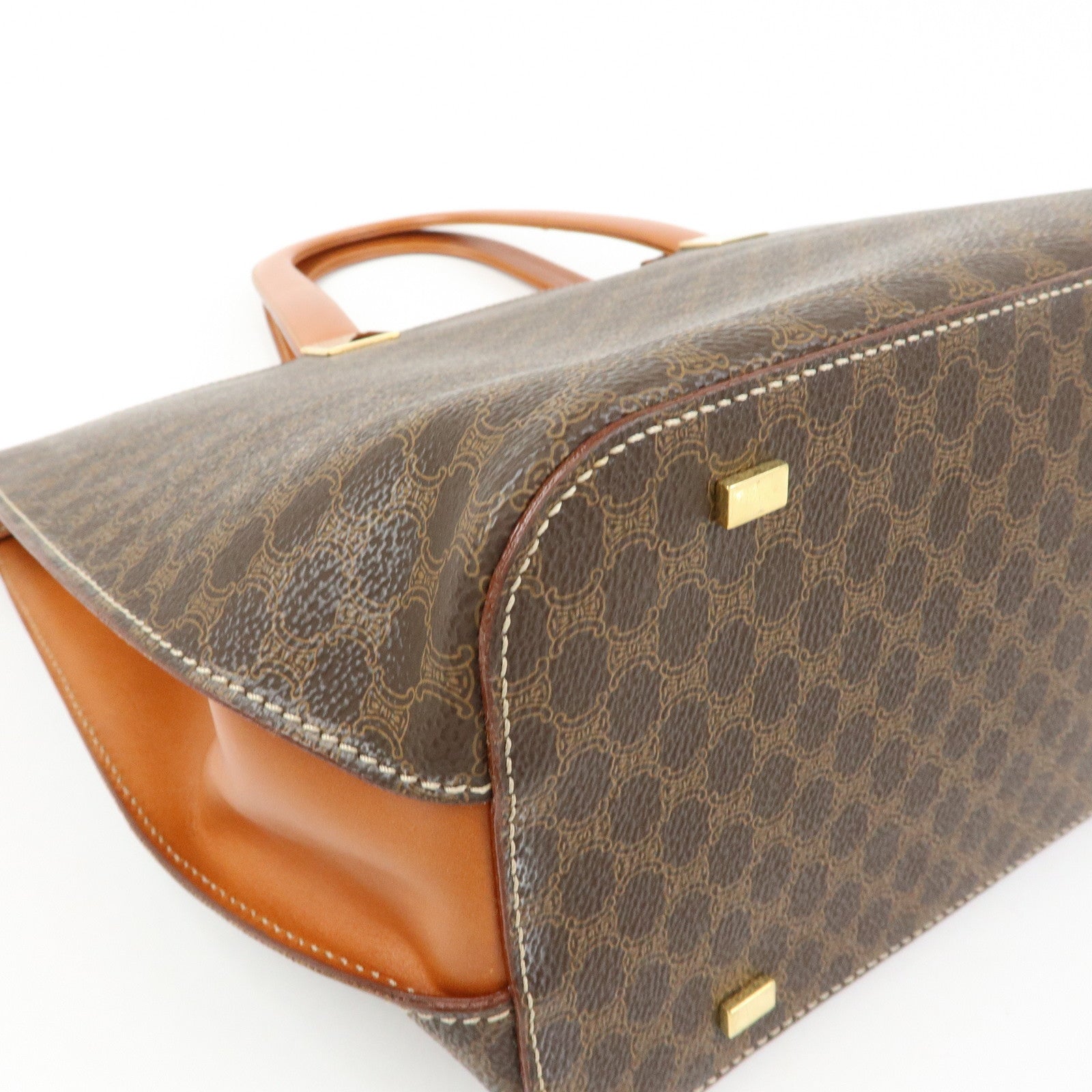 CELINE Macadam PVC Leather 2WAY Bag Hand Bag Shoulder Bag Brown