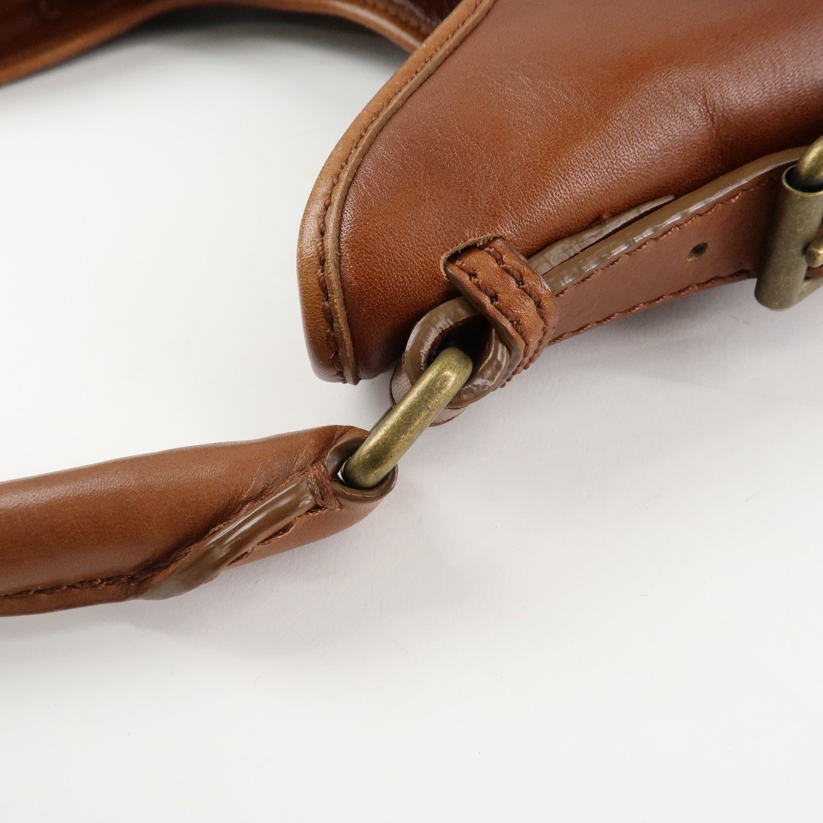 BURBERRY Nova Plaid PVC Leather Shoulder Bag Hand Bag Brown Used