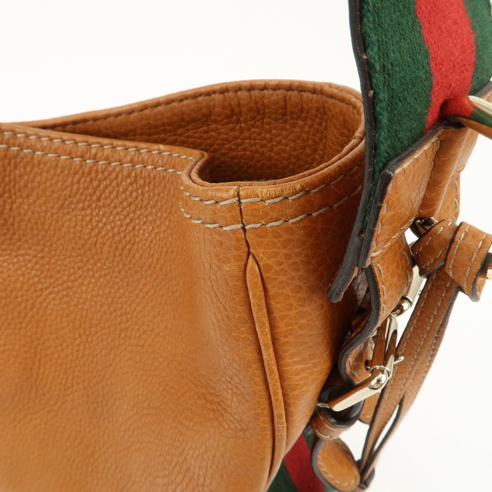 GUCCI Sherry Heritage Leather Shoulder Bag Brown 247597