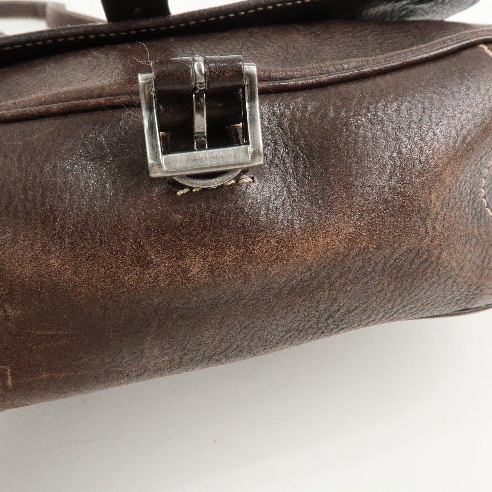 PRADA Logo Leather Shoulder Bag Crossbody Bag Brown