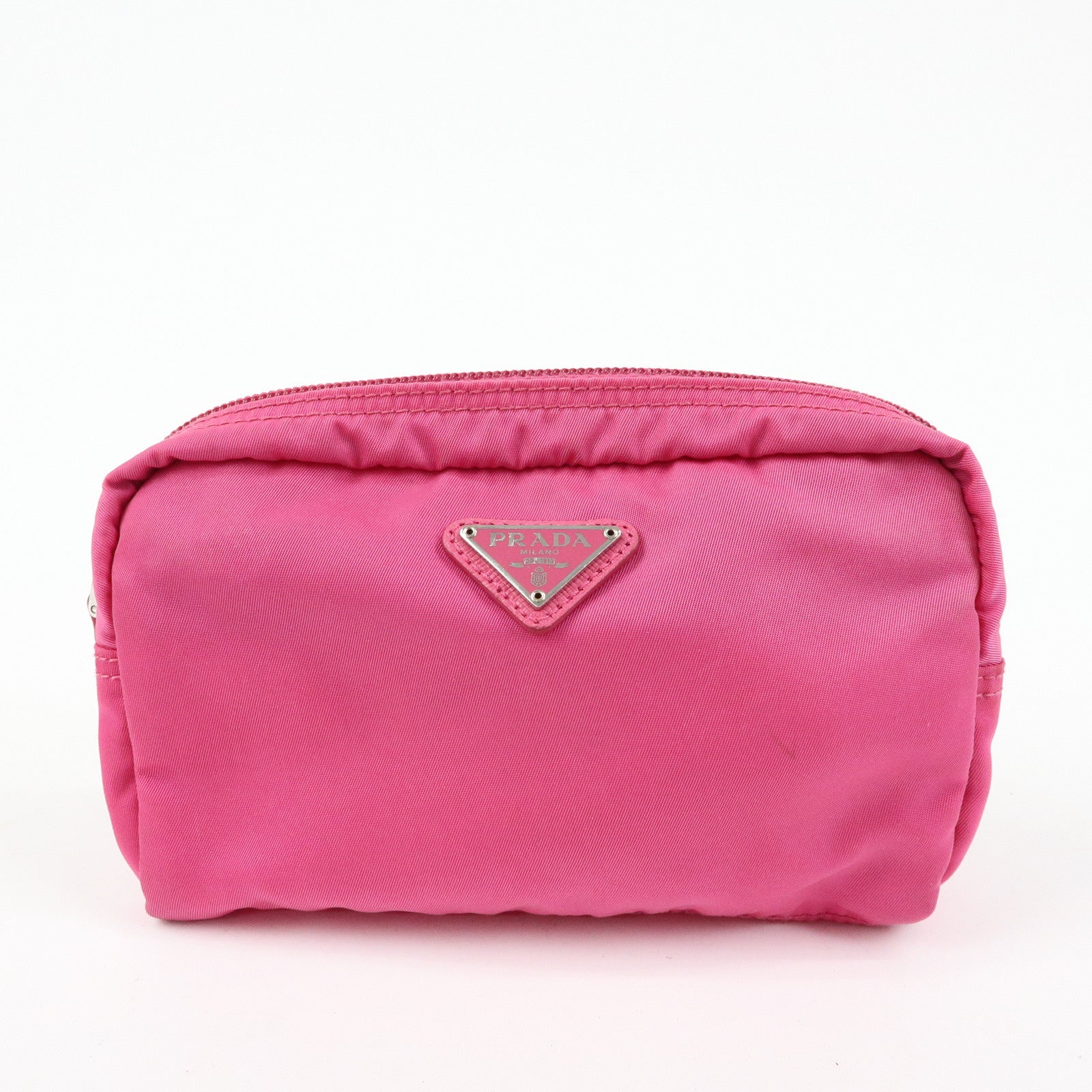 PRADA Triangle Logo Set of 3 Nylon Leather Pouch Pink Purple