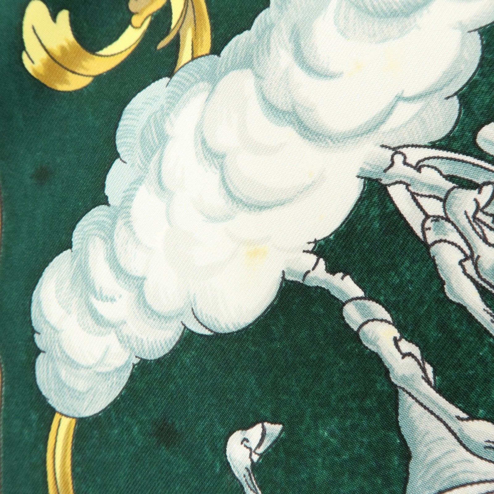 HERMES Carre 90 Silk 100% COSMOS Scarf Green