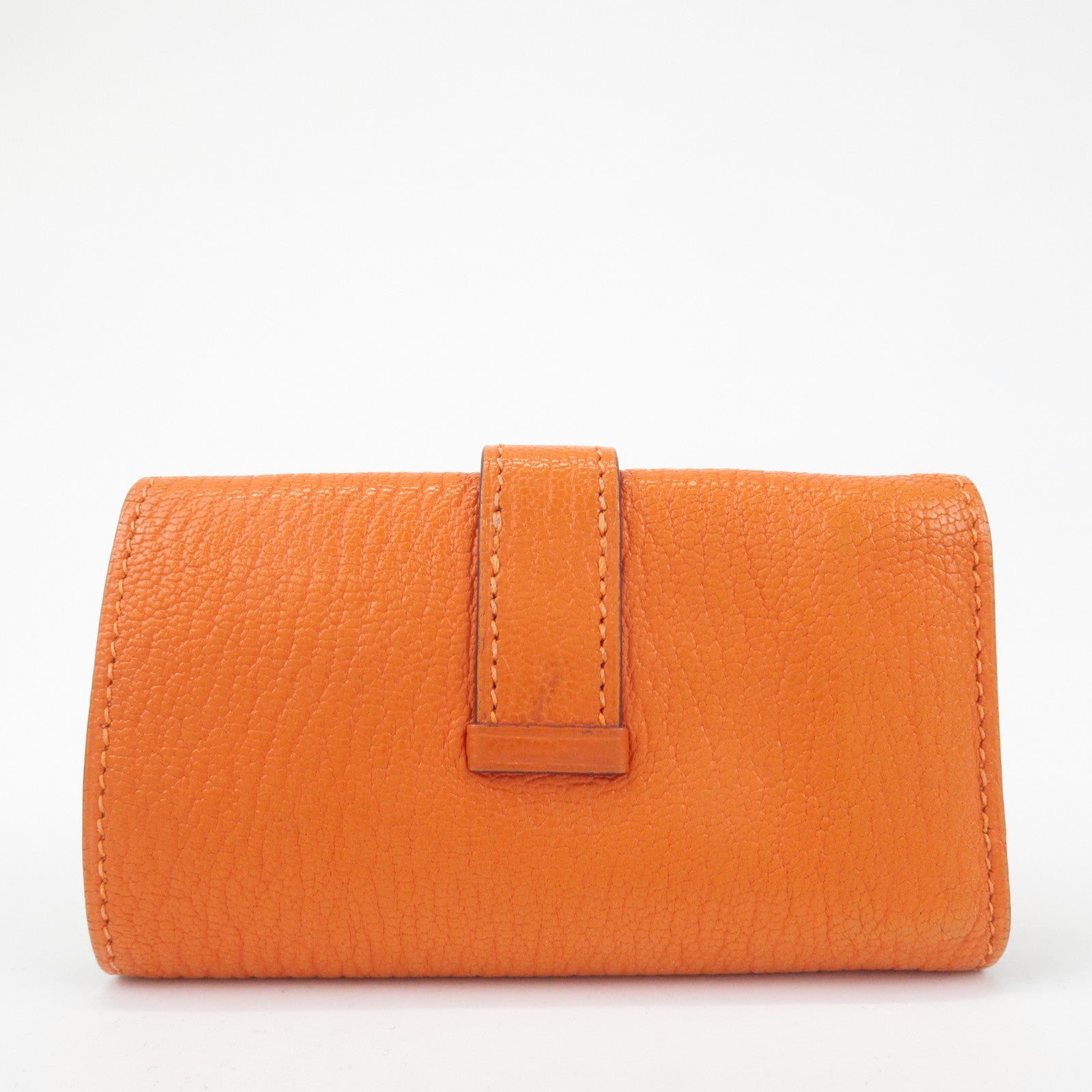 HERMES Shable Bean Leather 4 Rings Key Case I Stamped Orange
