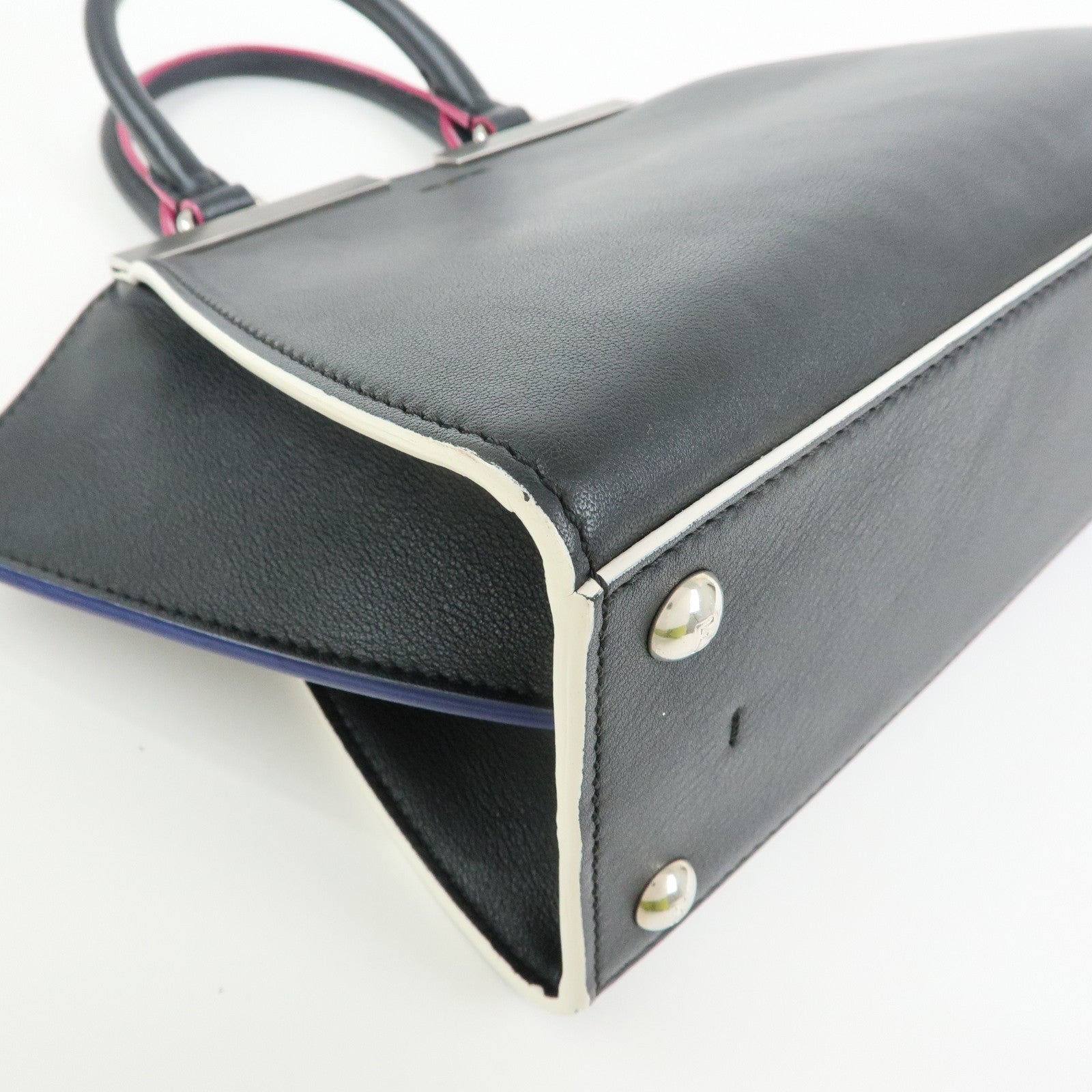 FENDI 3Jours Leather 2Way Shoulder Bag Hand Bag Black 8BH333