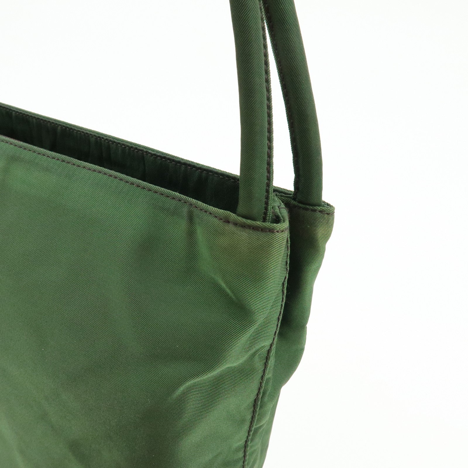 PRADA Triangle Logo Nylon Shoulder Bag Hand Bag Green B6242