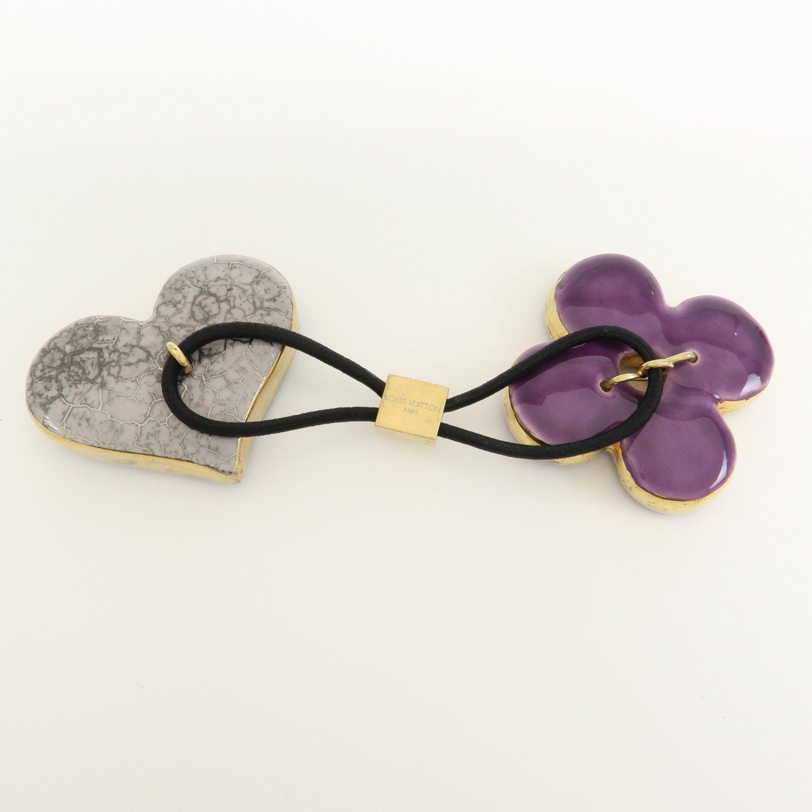 Louis Vuitton Hair Accessory Heart Flower Purple Gray Gold