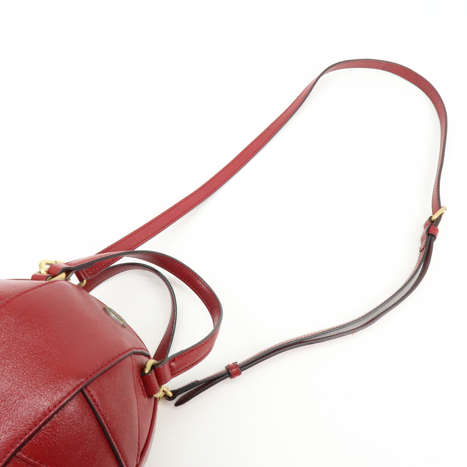 GUCCI Leather Basketball Shaped Mini Hand Shoulder Bag Red 547855