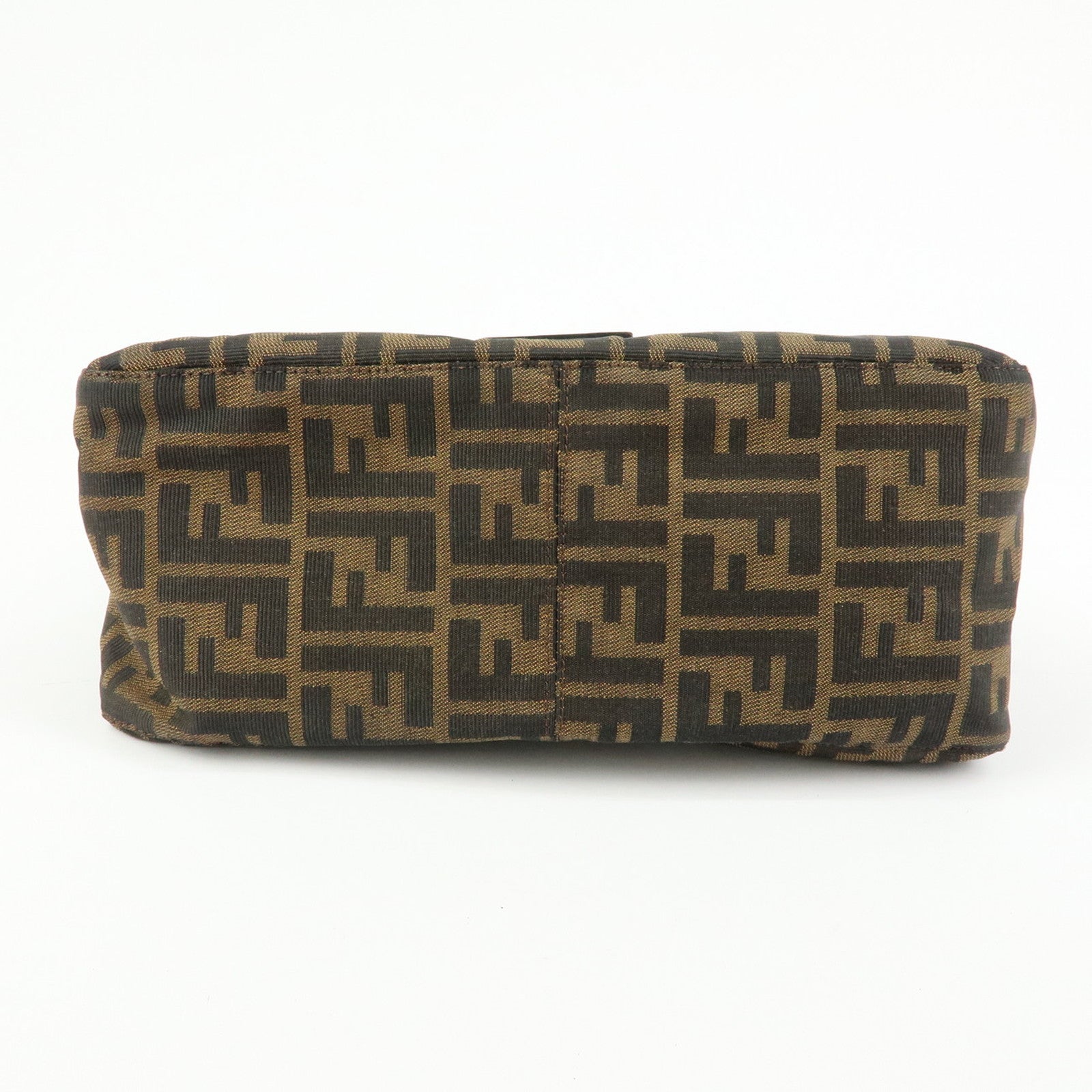 FENDI Mamma Baguette Zucca Canvas Leather Shoulder Bag Brown 26325