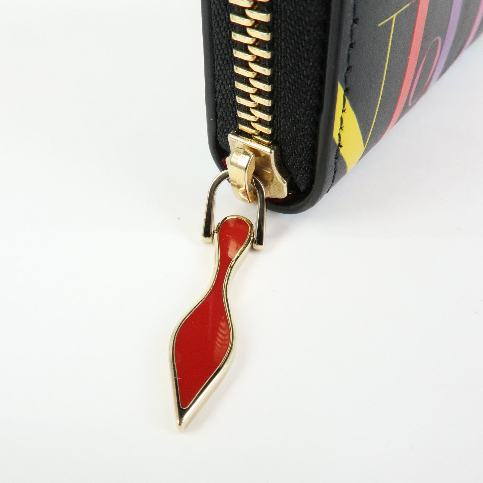 Christian Louboutin Leather Card Case Coin Case Black Multicolor