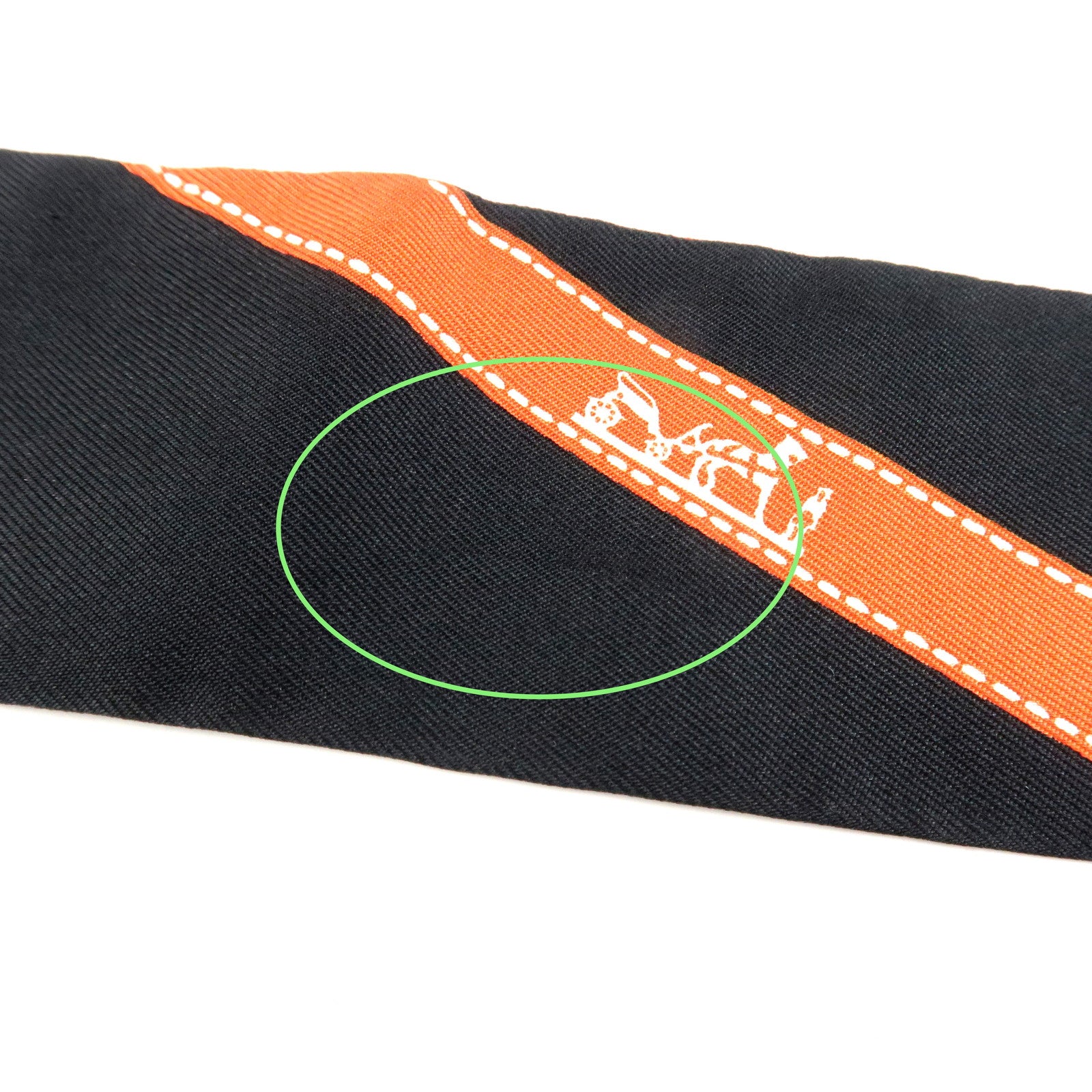 HERMES Twilly Silk 100% Bolduc Scarf Black Orange