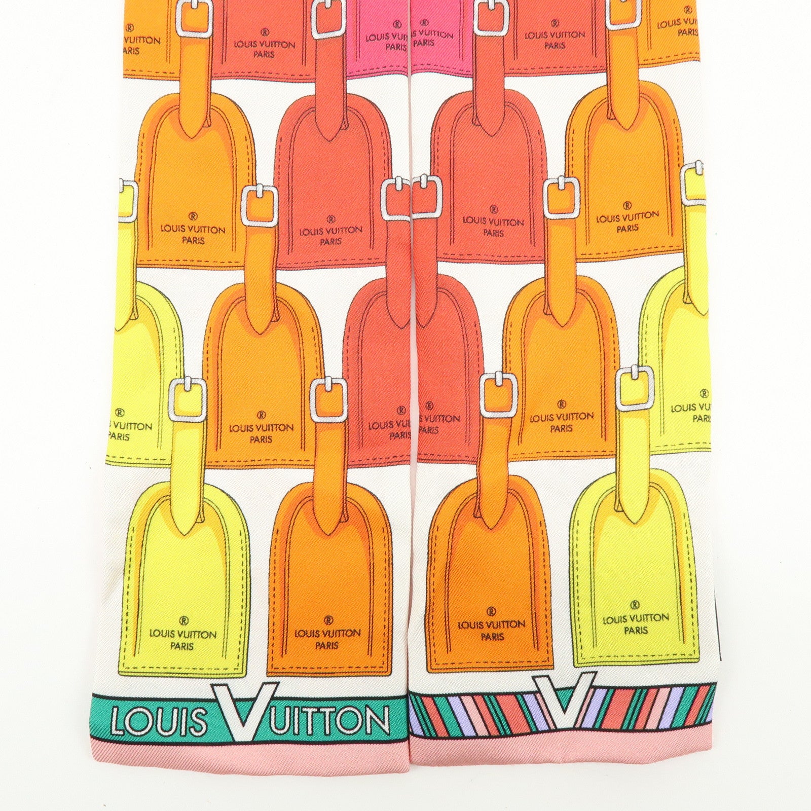 Louis Vuitton Monogram Silk 100% Bandeau My LV Tags Scarf M77677