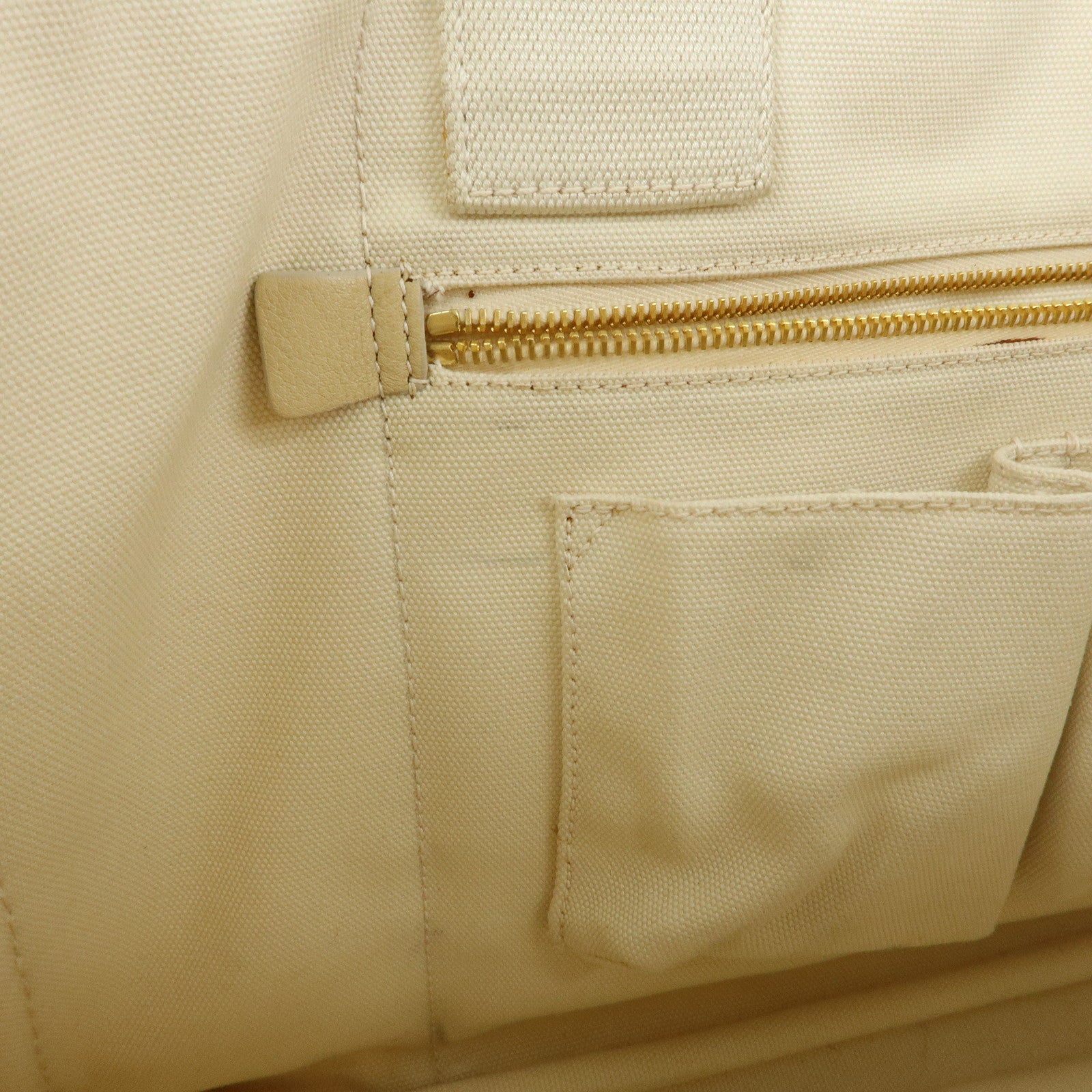 PRADA Canapa Large Triangle Logo Tote Hand Bag Ivory BN1872