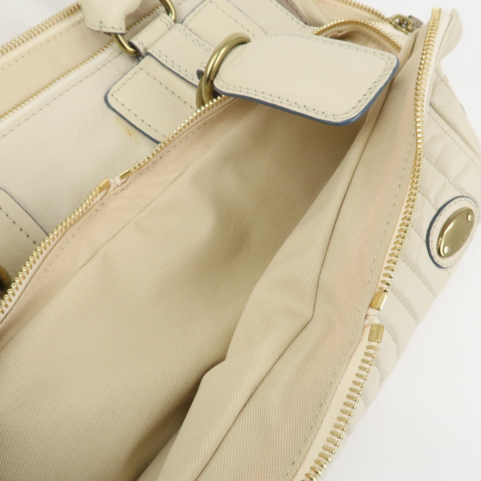 Chloe Bay Leather Hand Bag Shoulder Bag Ivory