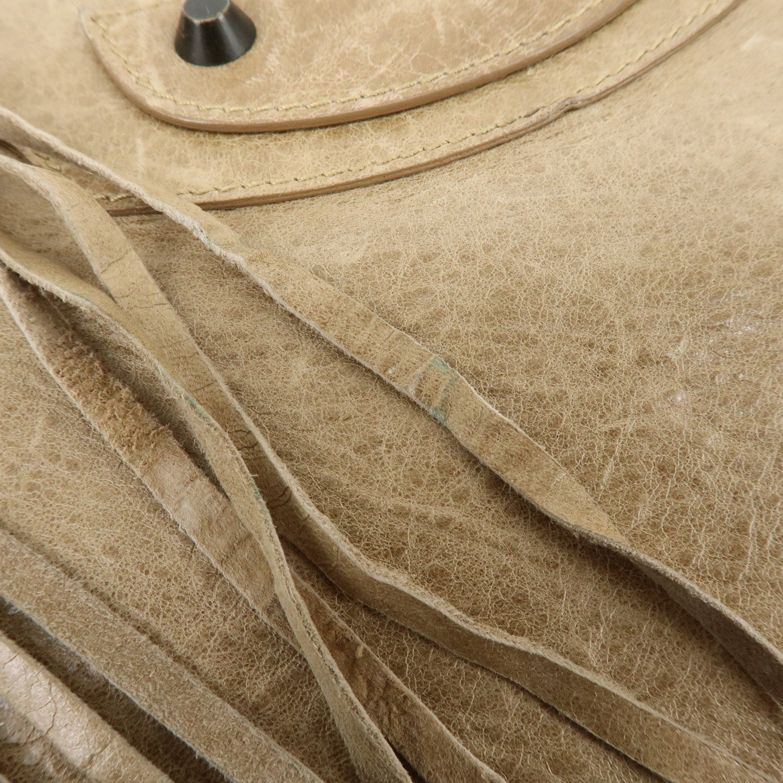 BALENCIAGA The City Editor’s Leather Shoulder Bag Beige 140442