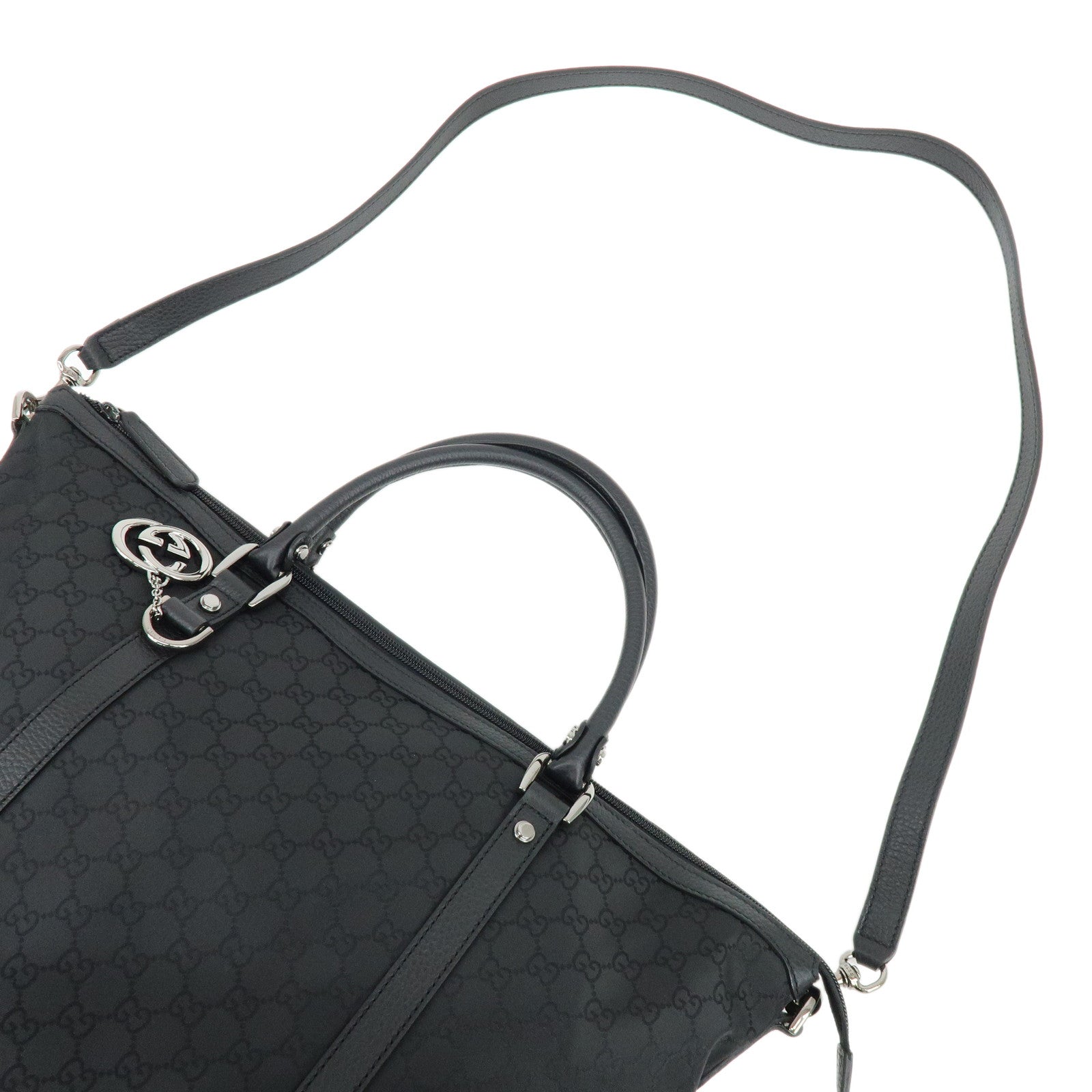 GUCCI Interlocking G Nylon Leather 2Way Hand Shoulder Bag 339550
