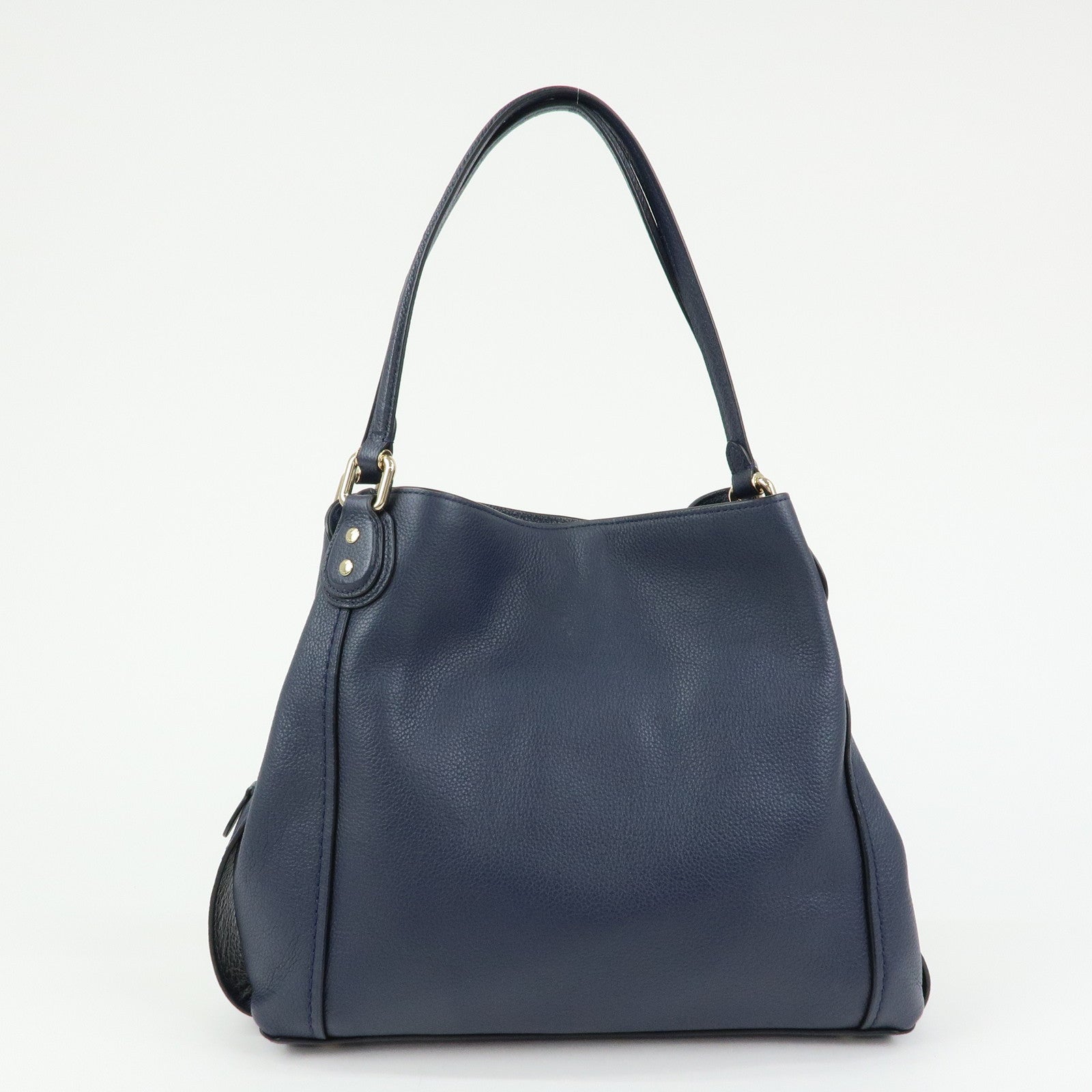 COACH Edie Leather Tote Bag Shoulder Bag Hand Bag Navy