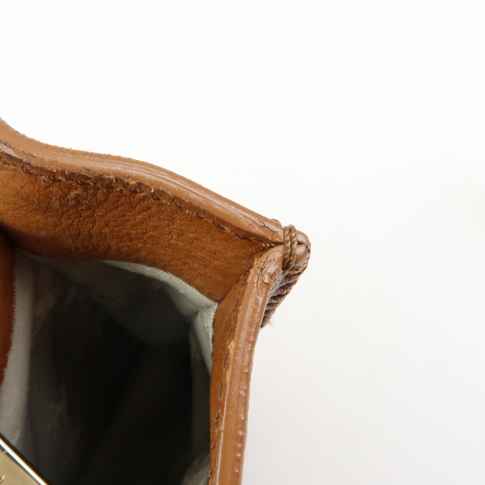 CELINE Logo Leather Boogie Bag Hand Bag Tote Bag Brown