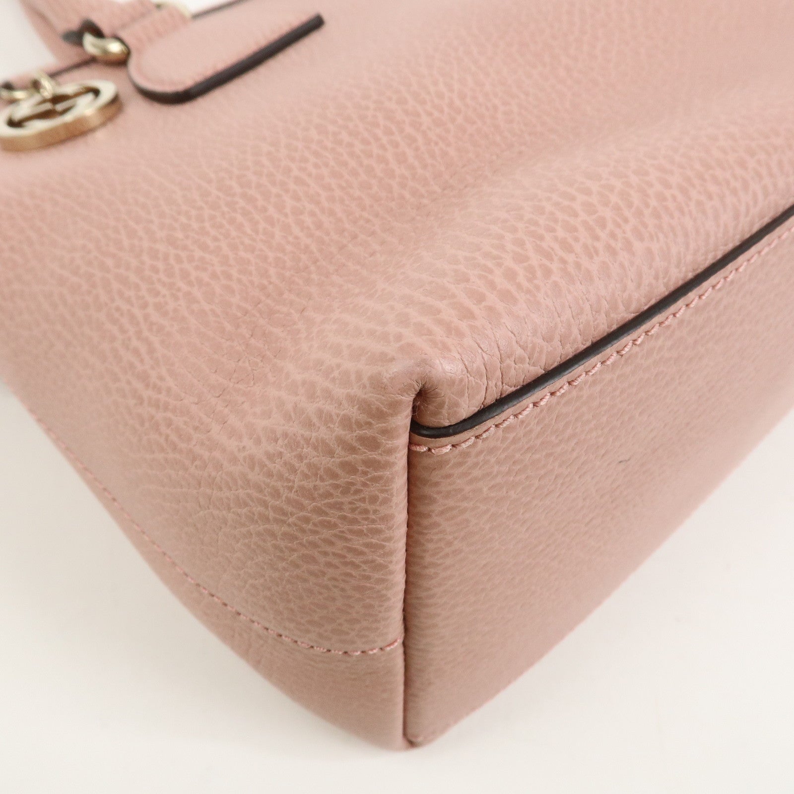 GUCCI Interlocking G Leather 2Way Hand Bag Shoulder Bag Pink 449659