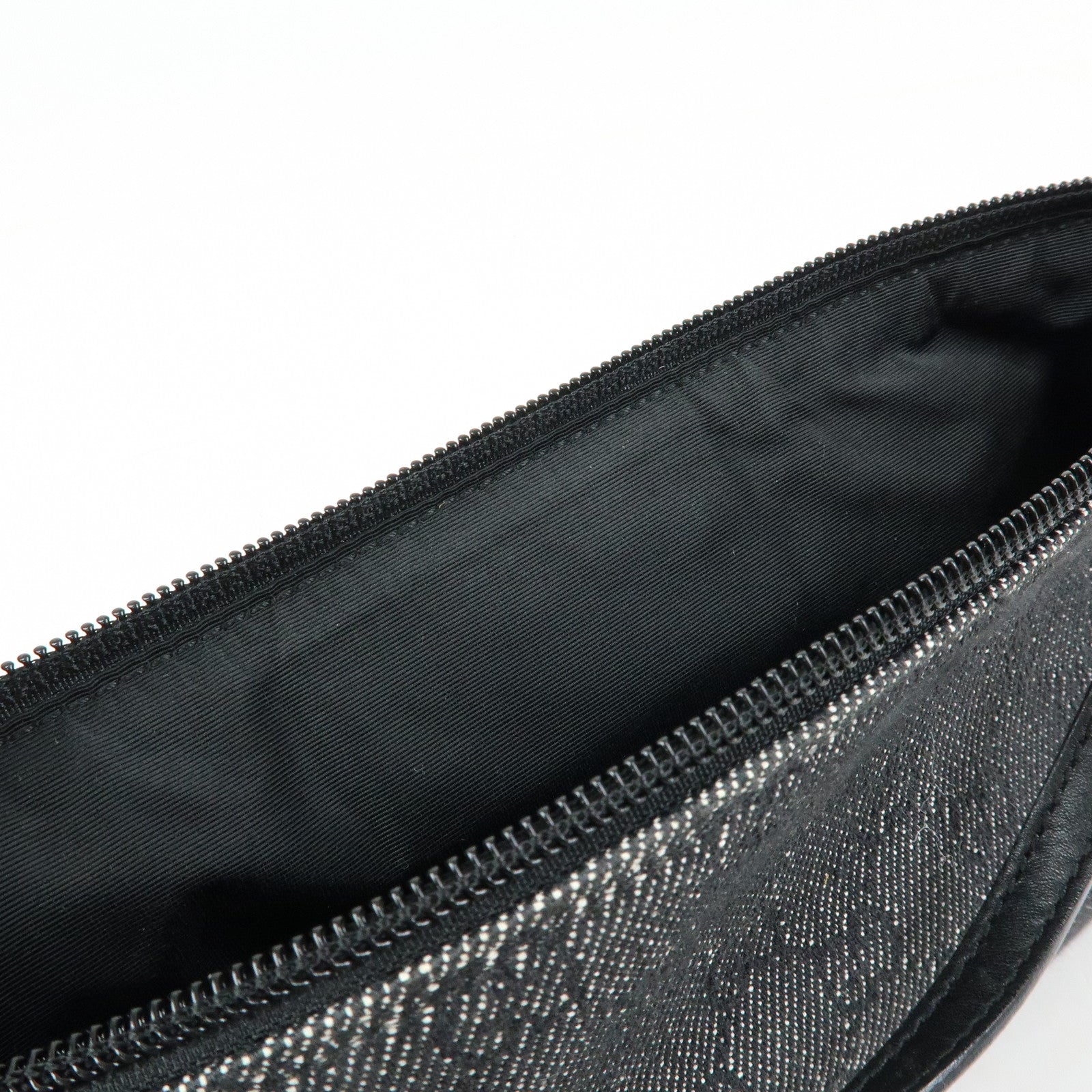 GUCCI Boat Bag GG Denim Leather Hand Bag Navy Black 07198