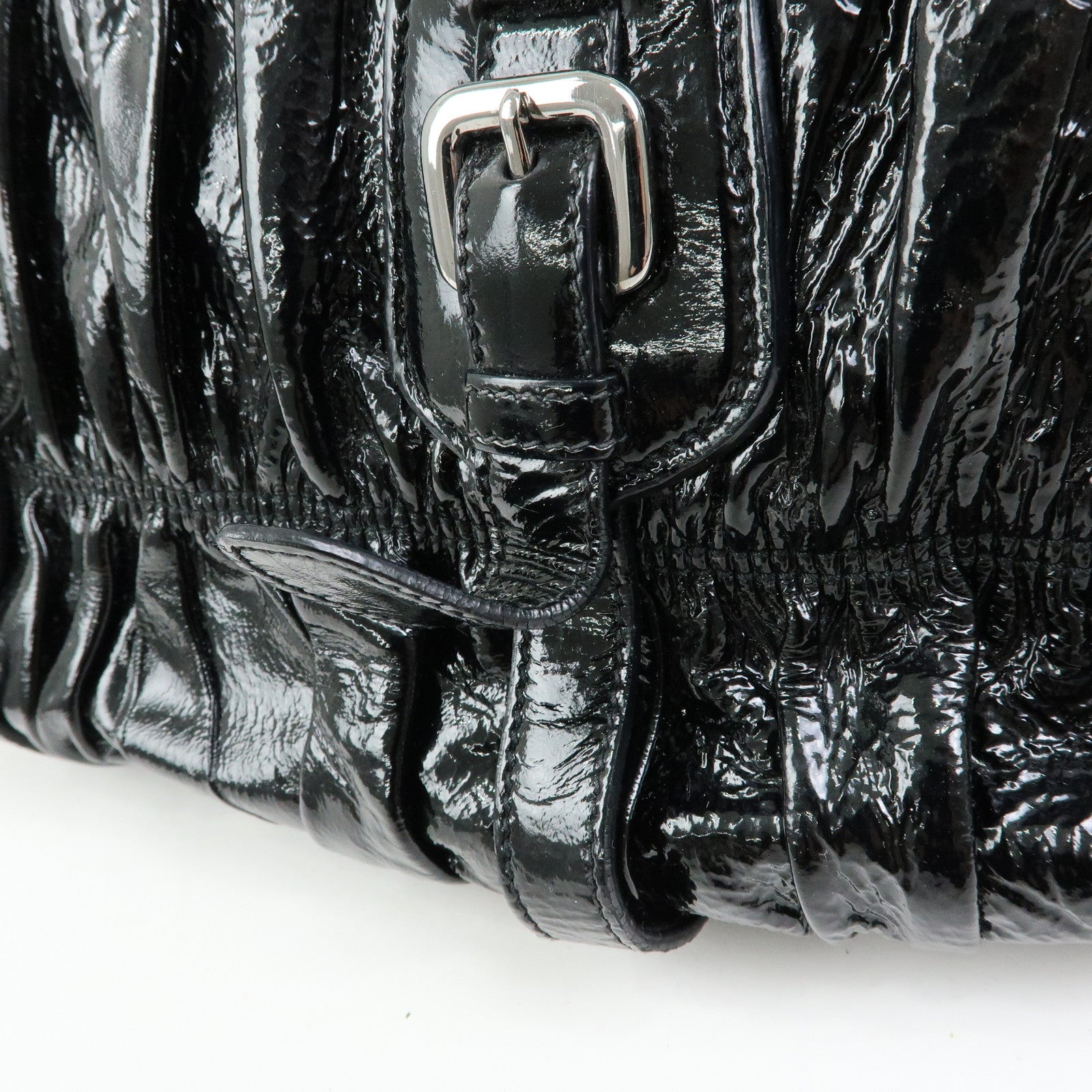 PRADA Patent Leather 2Way Bag Hand Bag Shoulder Bag Black