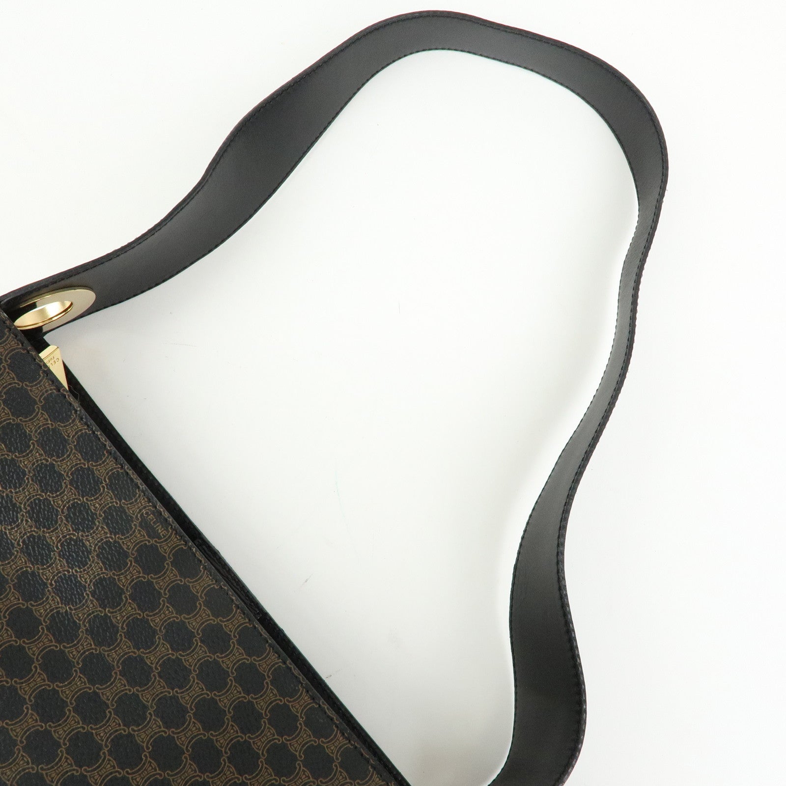 CELINE Macadam PVC Leather Shoulder Bag Black Brown