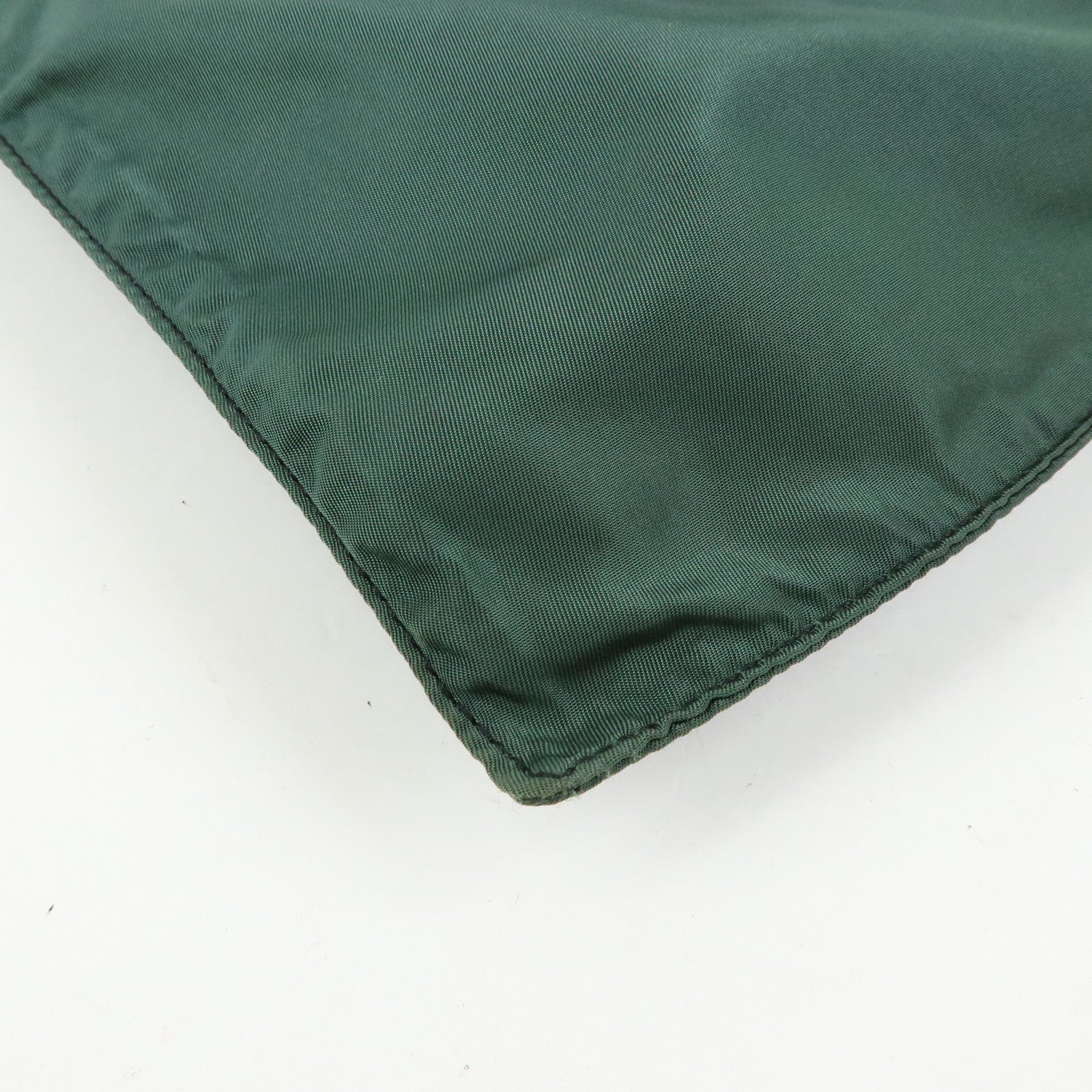 PRADA Triangle Logo Nylon Leather Tote Bag Hand Bag Moss Green