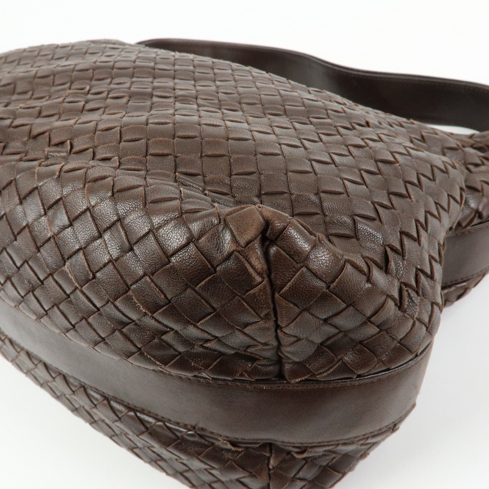 BOTTEGA VENETA Intrecciato Leather Shoulder Bag Brown 115658