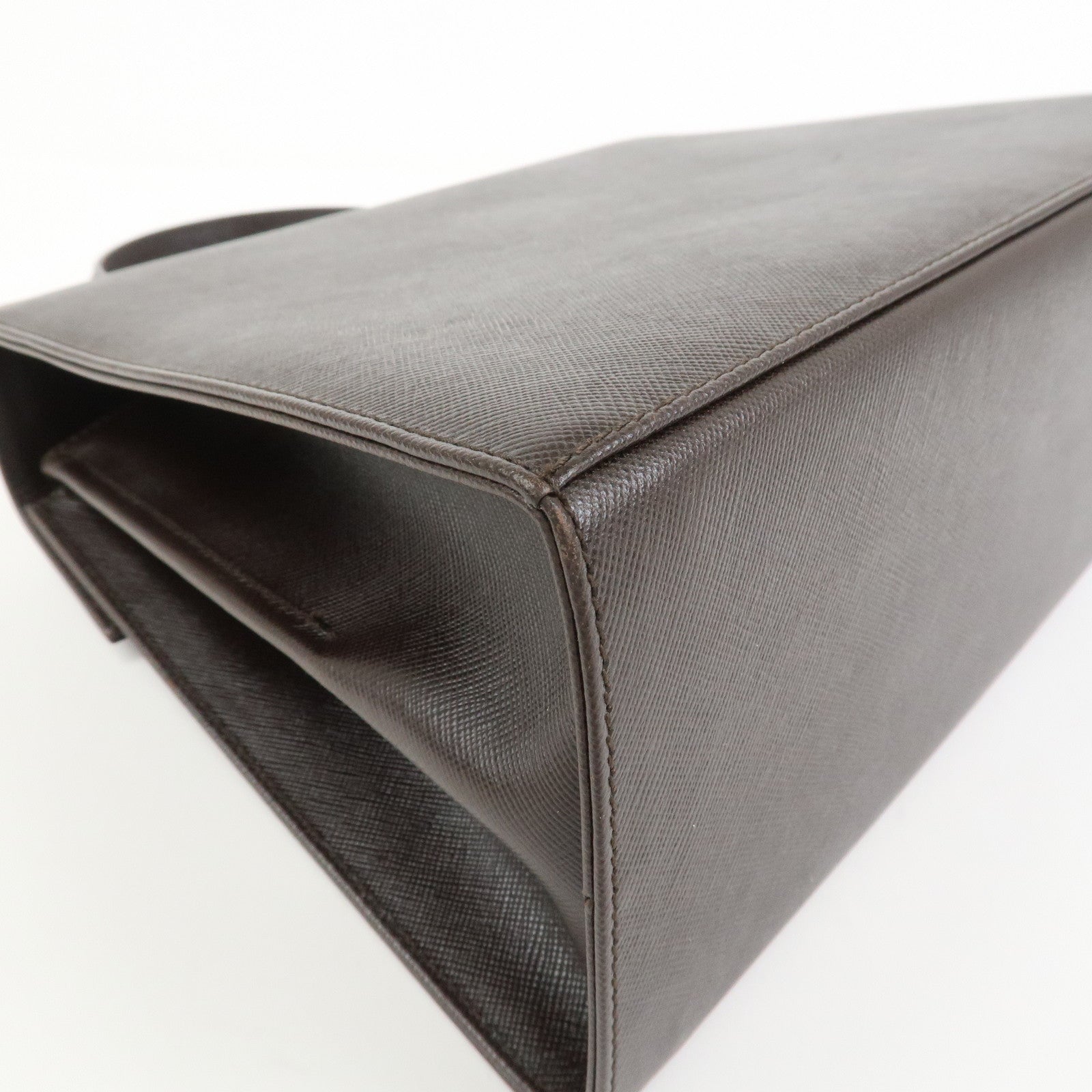 Ferragamo Gancini Leather 2Way Bag Hand Bag Shoulder Bag Dark Brown