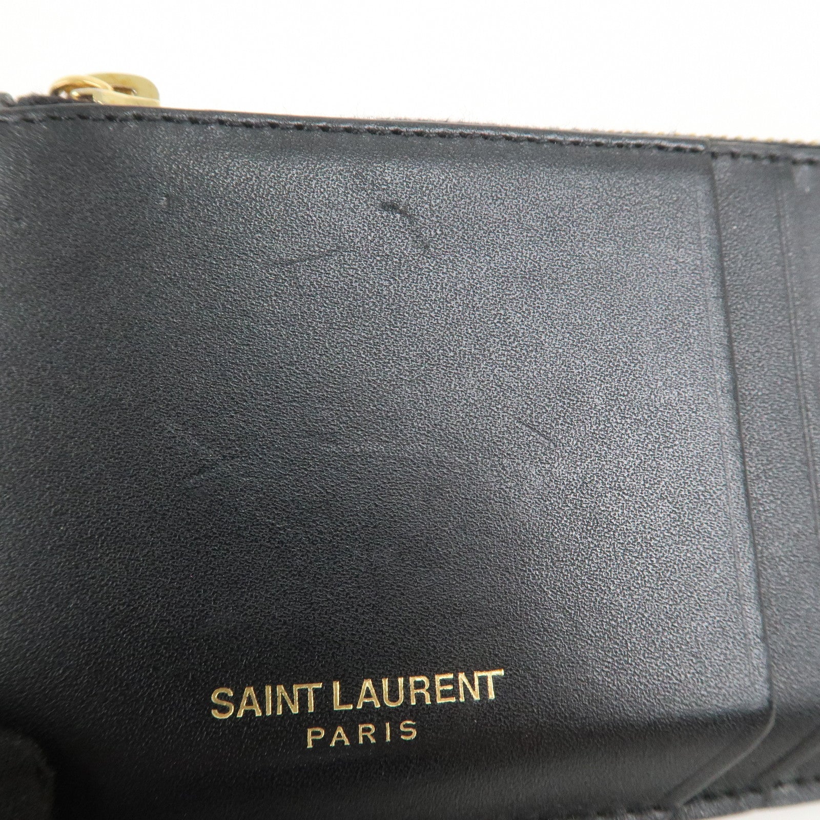 SAINT LAURENT PARIS Leather Card Case Card Holder Black 458583