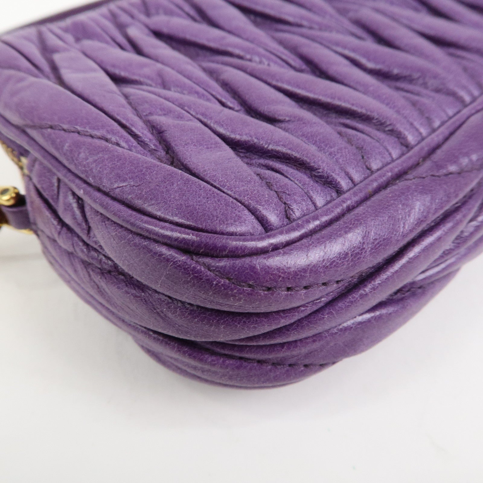 MIU MIU Logo Matelasse Mini Hand Bag Shoulder Bag Purple 5ARH02