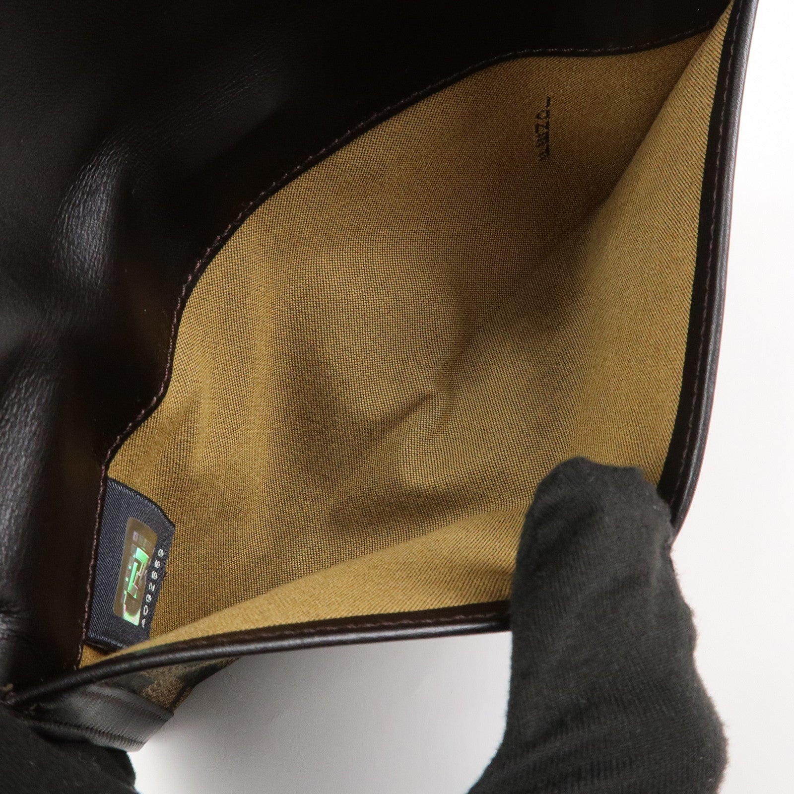 FENDI Canvas Leather Bi-fold Long Wallet Brown 8M0112