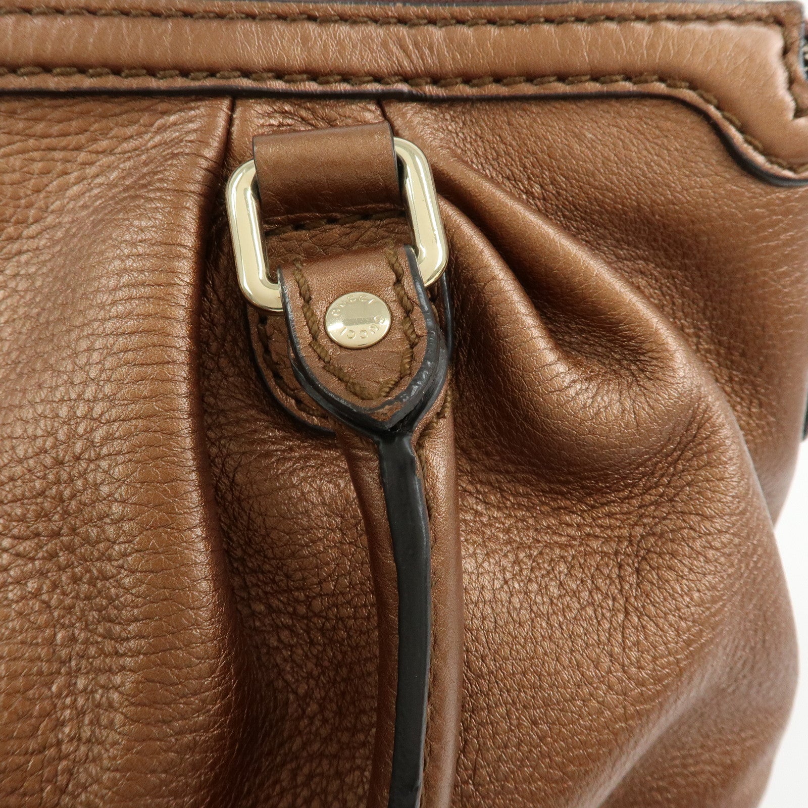 GUCCI Sukey Interlocking G Leather 2Way Shoulder Bag Bronze 247902