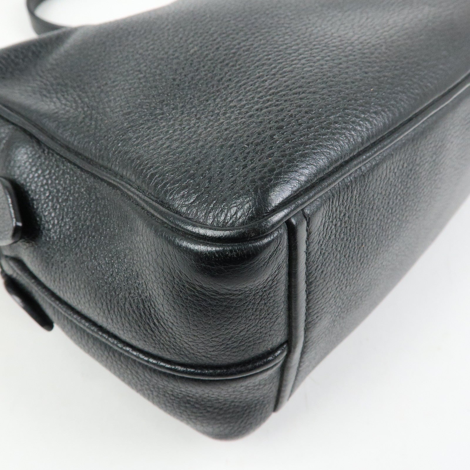 PRADA Logo Leather Shoulder Crossbody Bag Black 1BH079