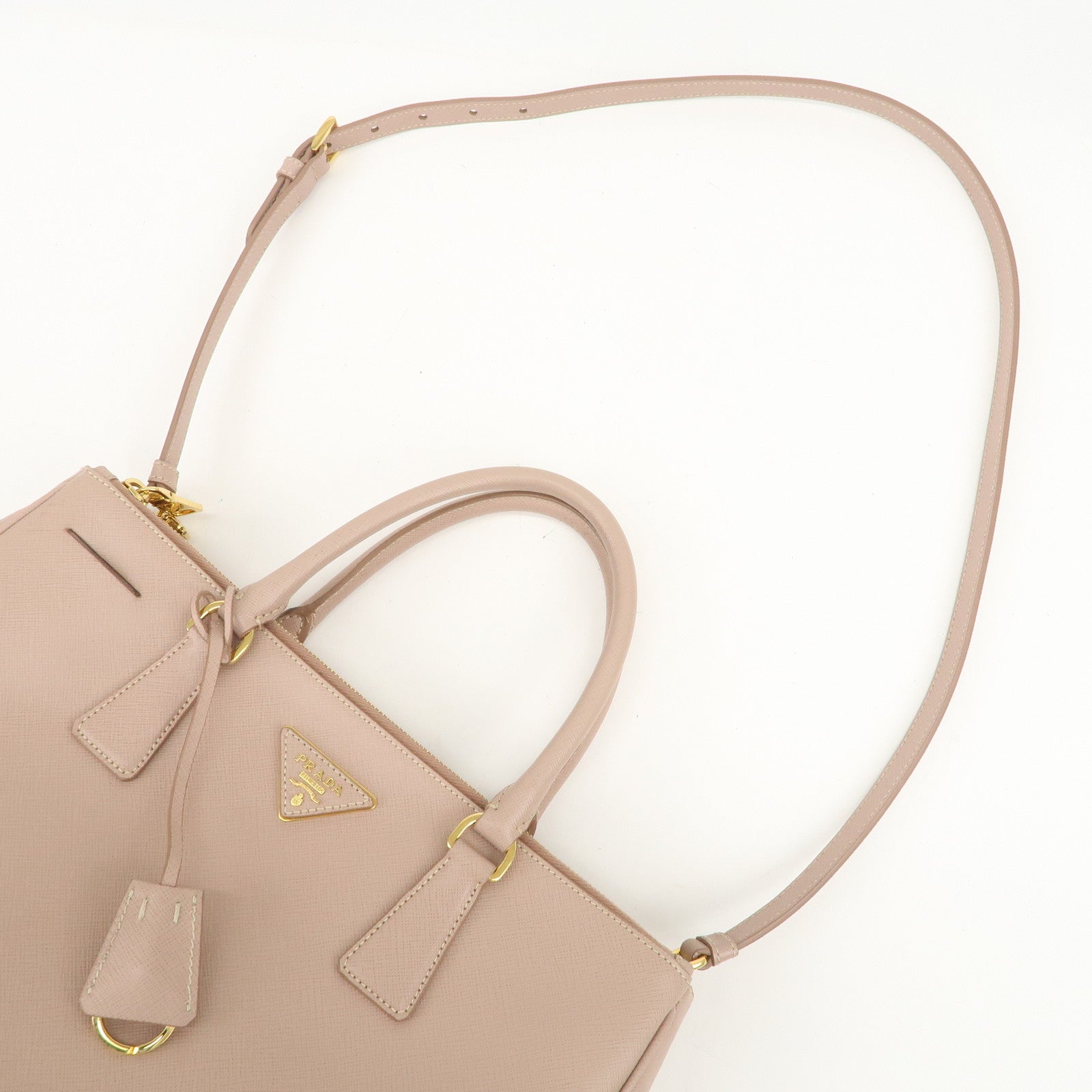 PRADA Triangle Logo Galleria 2Way Bag Shoulder Bag Pink BN2274